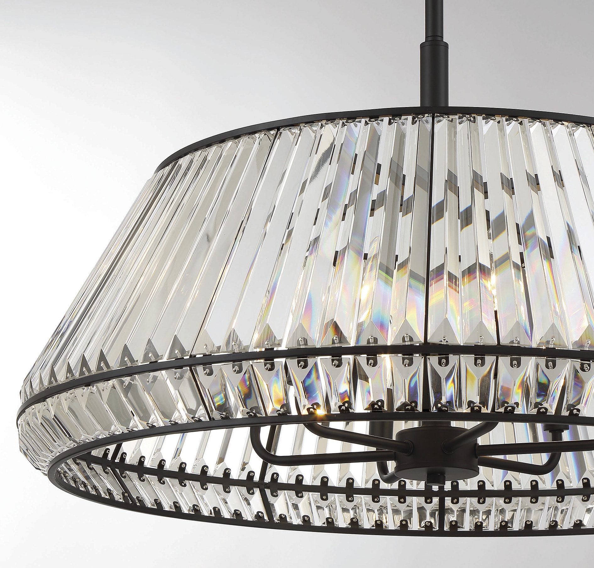 Pyramid Matte Black and Crystal 6-Light Geometric Chandelier