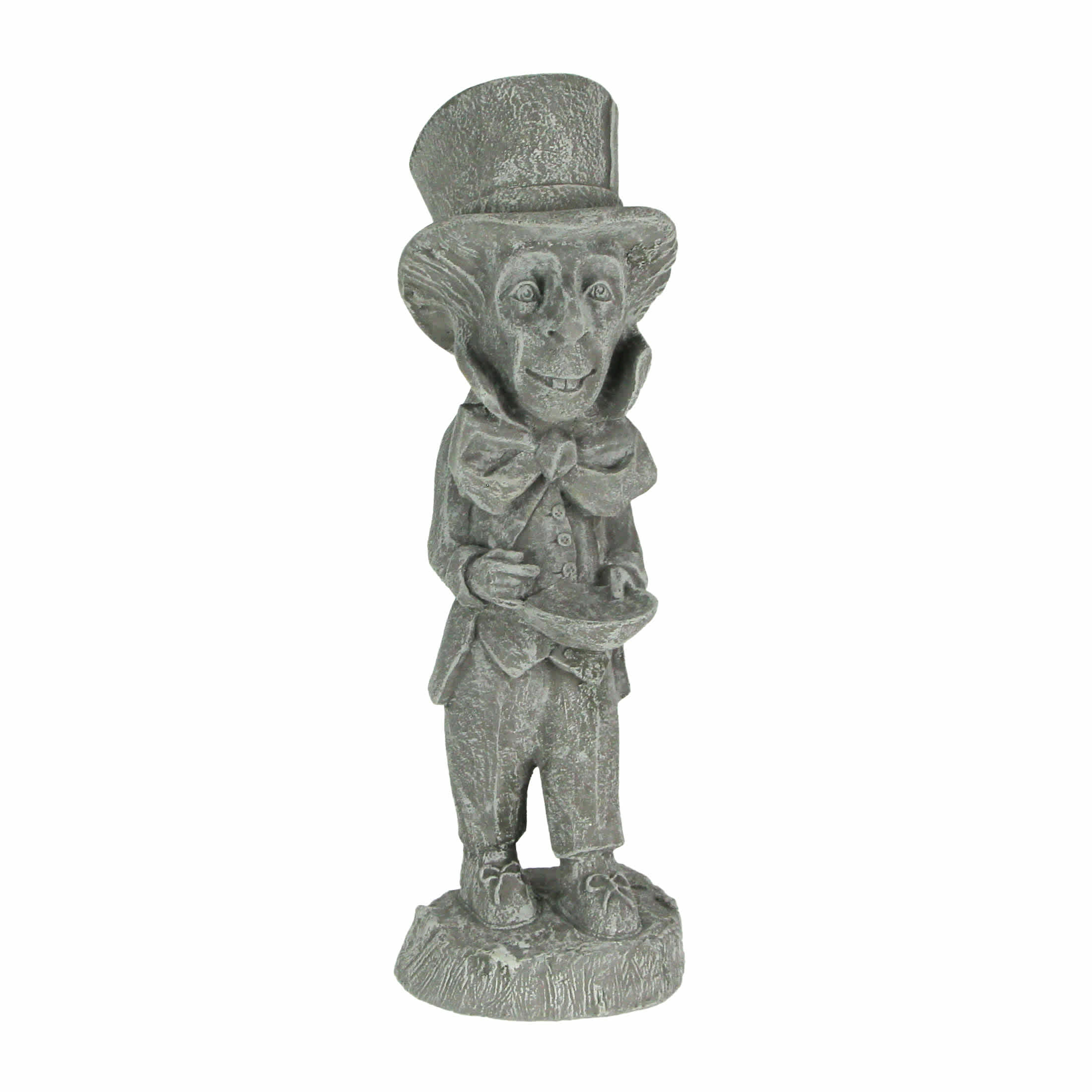 Things2Die4 72-6006-16 Mad Hatter Alice in Wonderland Light Gray Finish Statue 19 in-CEMENT