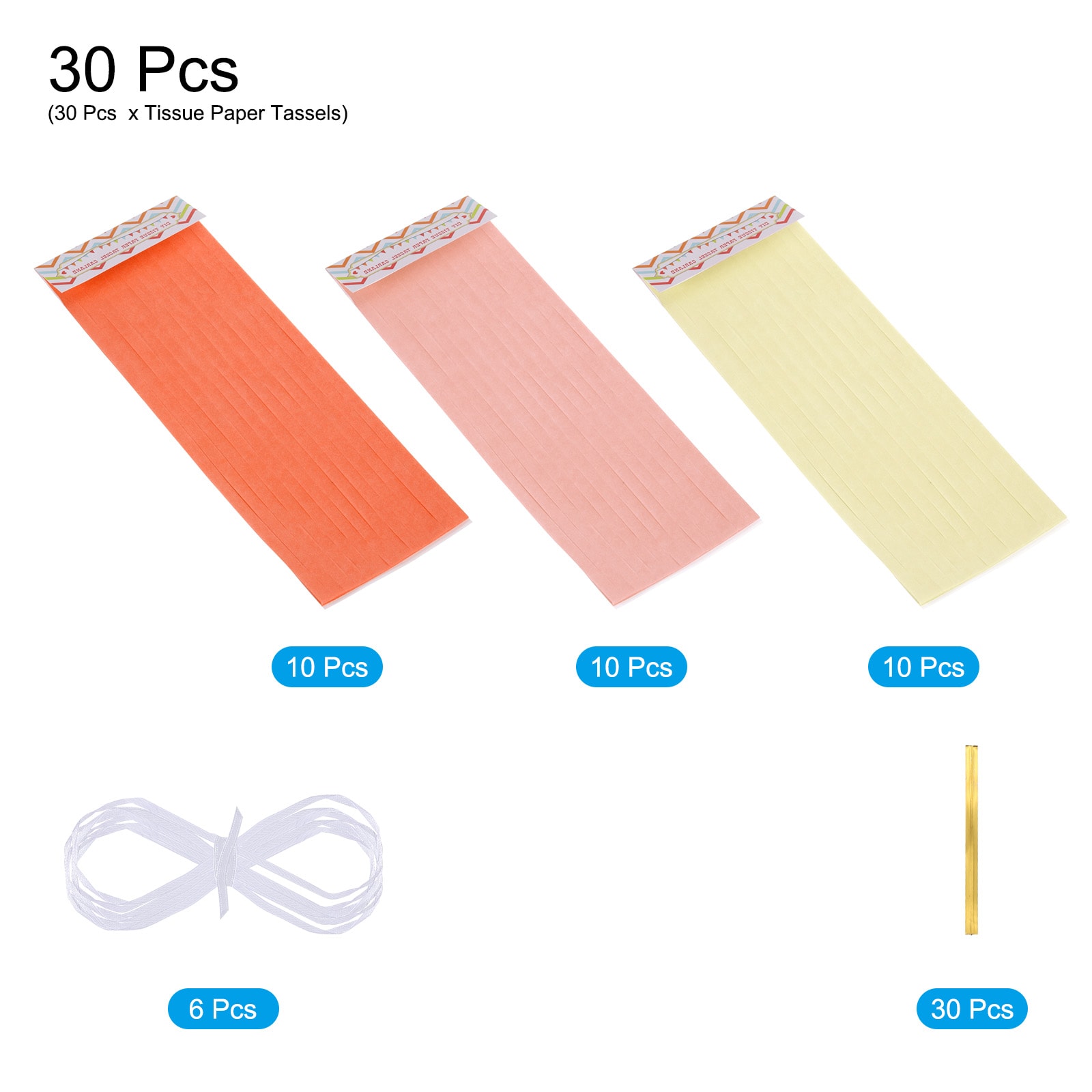 Unique Bargains 30pcs Peach Pink Creamy White Bright Orange Tassel ...