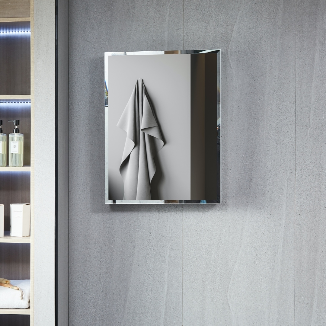 AAZJ JKF-MC1930SA KA 19-Inches x 30-Inches Surface/Recessed Mount Black Mirrored Rectangle Soft Close Medicine Cabinet