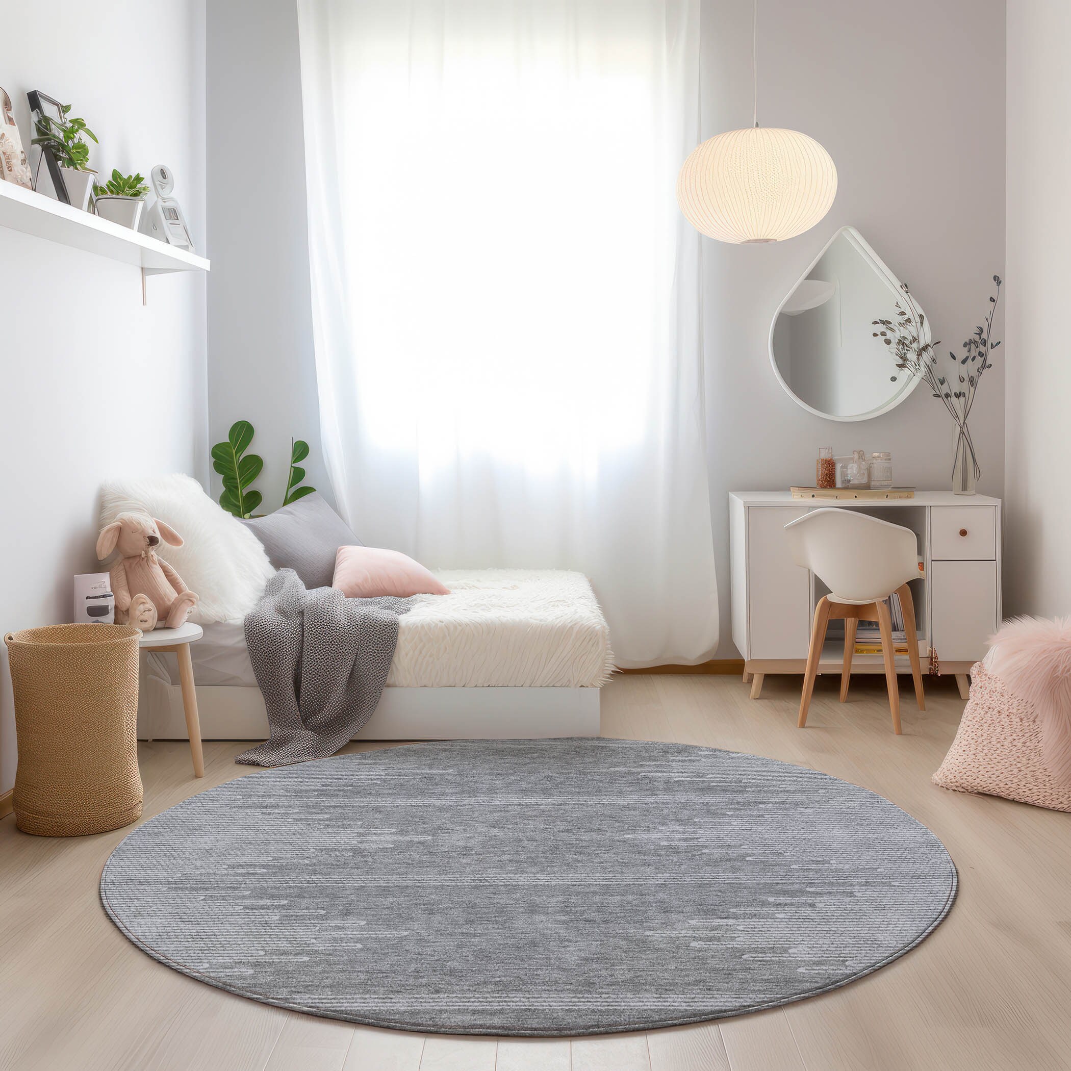 Addison Rugs ACN647GY8RO Chantille ACN647GY 8 x 8 (ft) Polyester Gray Round Indoor/Outdoor Geometric Machine washable Area rug