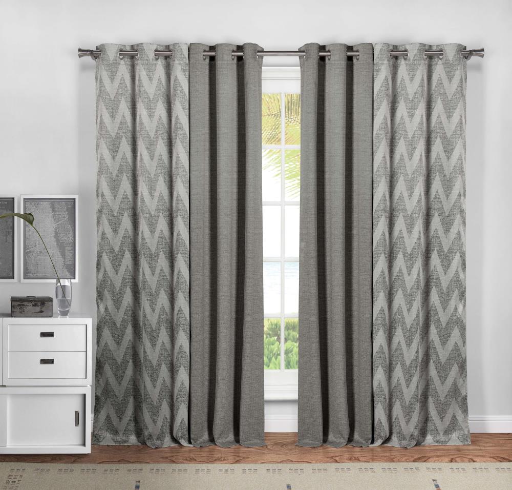 Duck River Textile KEQGY=6 /12445 84-in Grey Blackout Standard Lined Rod Pocket Curtain Panel Pair