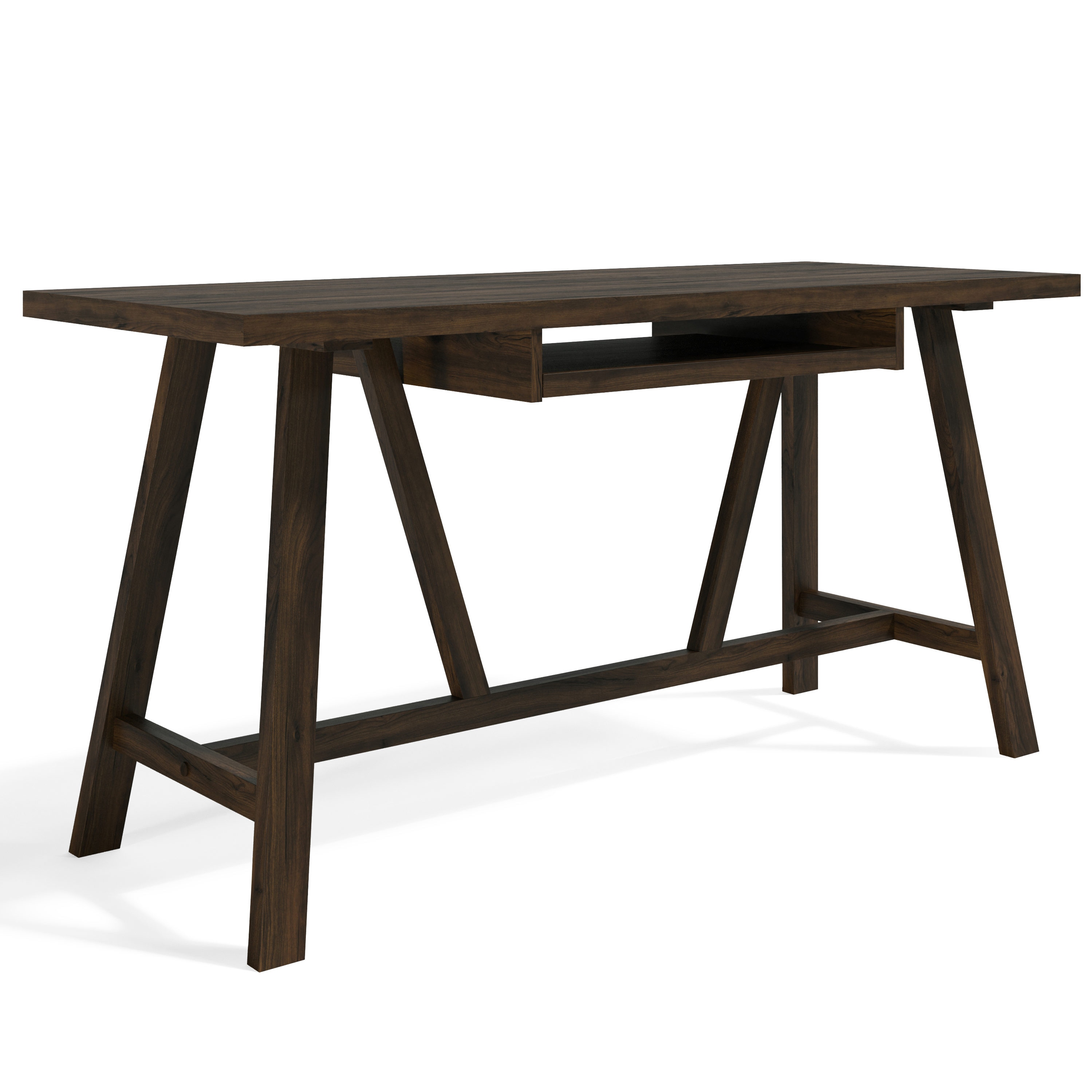 Simpli Home AXCDLN-08TB Dylan 60-in Brown Modern/Contemporary Pine Computer Desk
