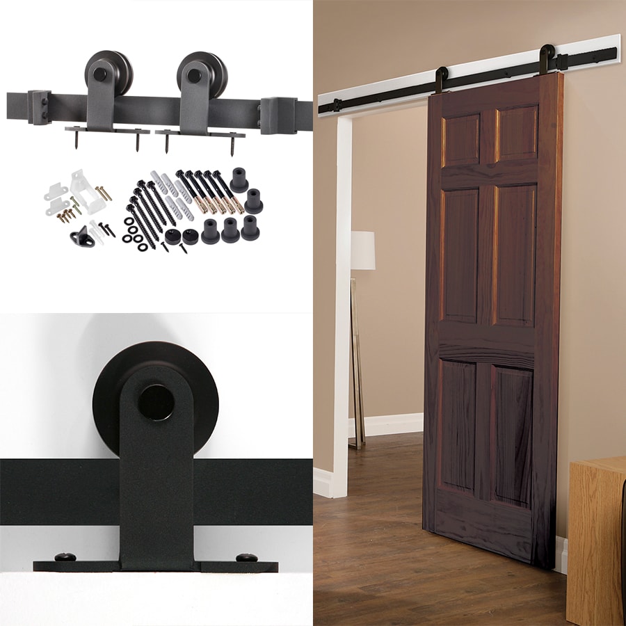 RELIABILT 96-in Matte Black Barn Door Kit In The Barn Door Hardware ...