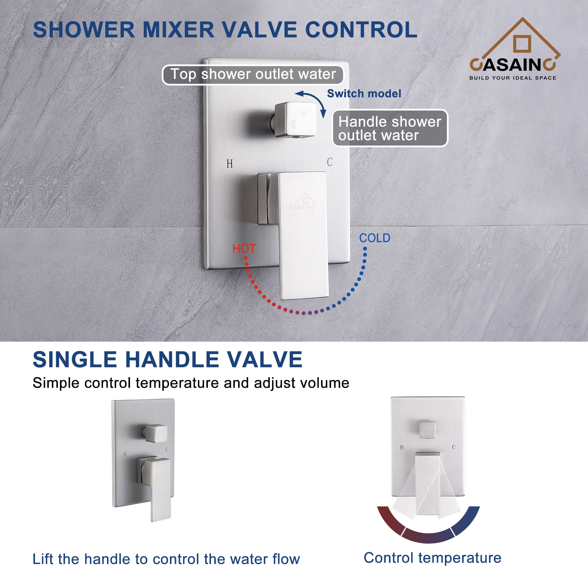 CASAINC WF-W98102BN-12 Showerhead-Bar-Panels - View #6