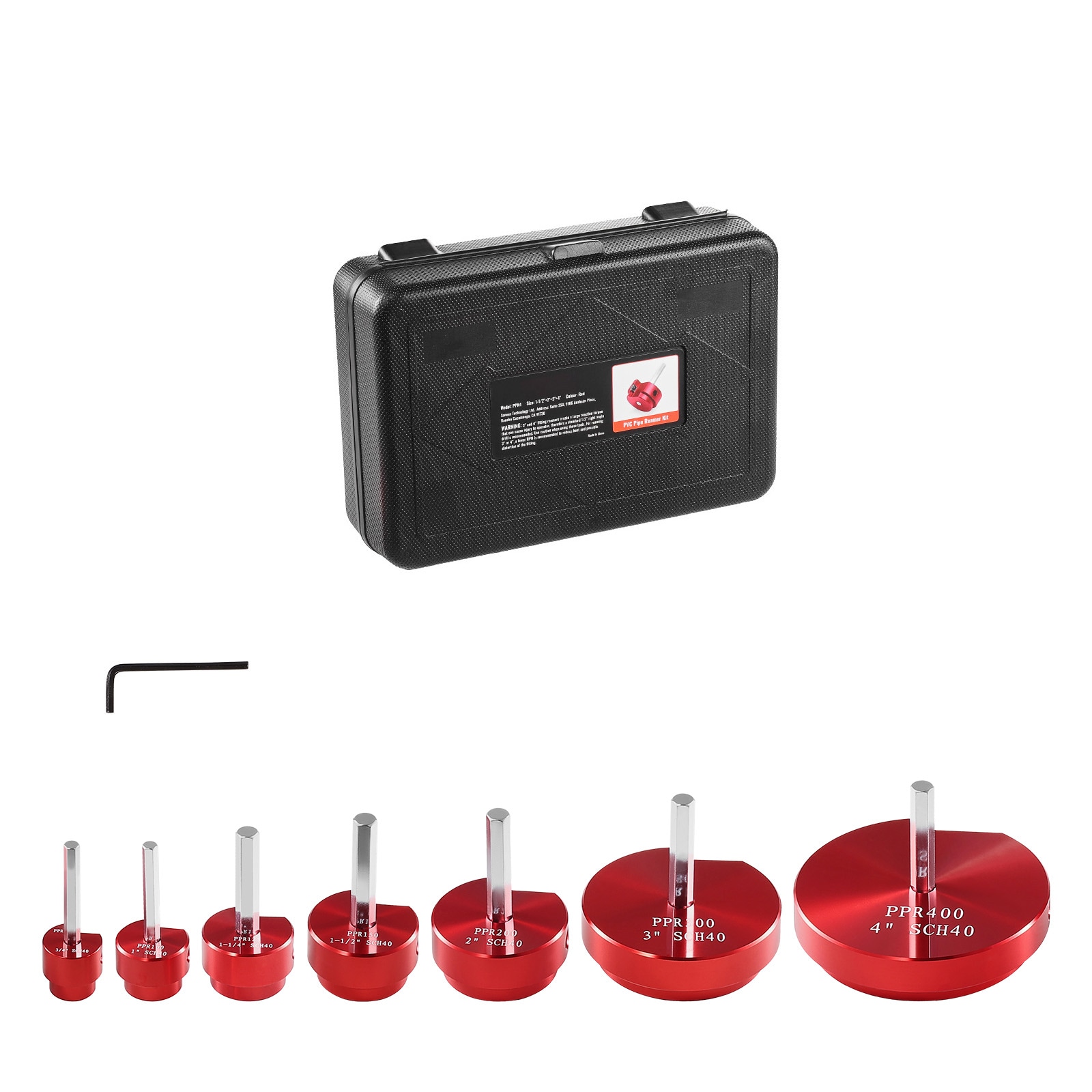Mecale - 7 Piece PVC Pipe Reamer Kit 3/4 to 4 in Aluminum Fitting Socket Saver with Tungsten Stee...
