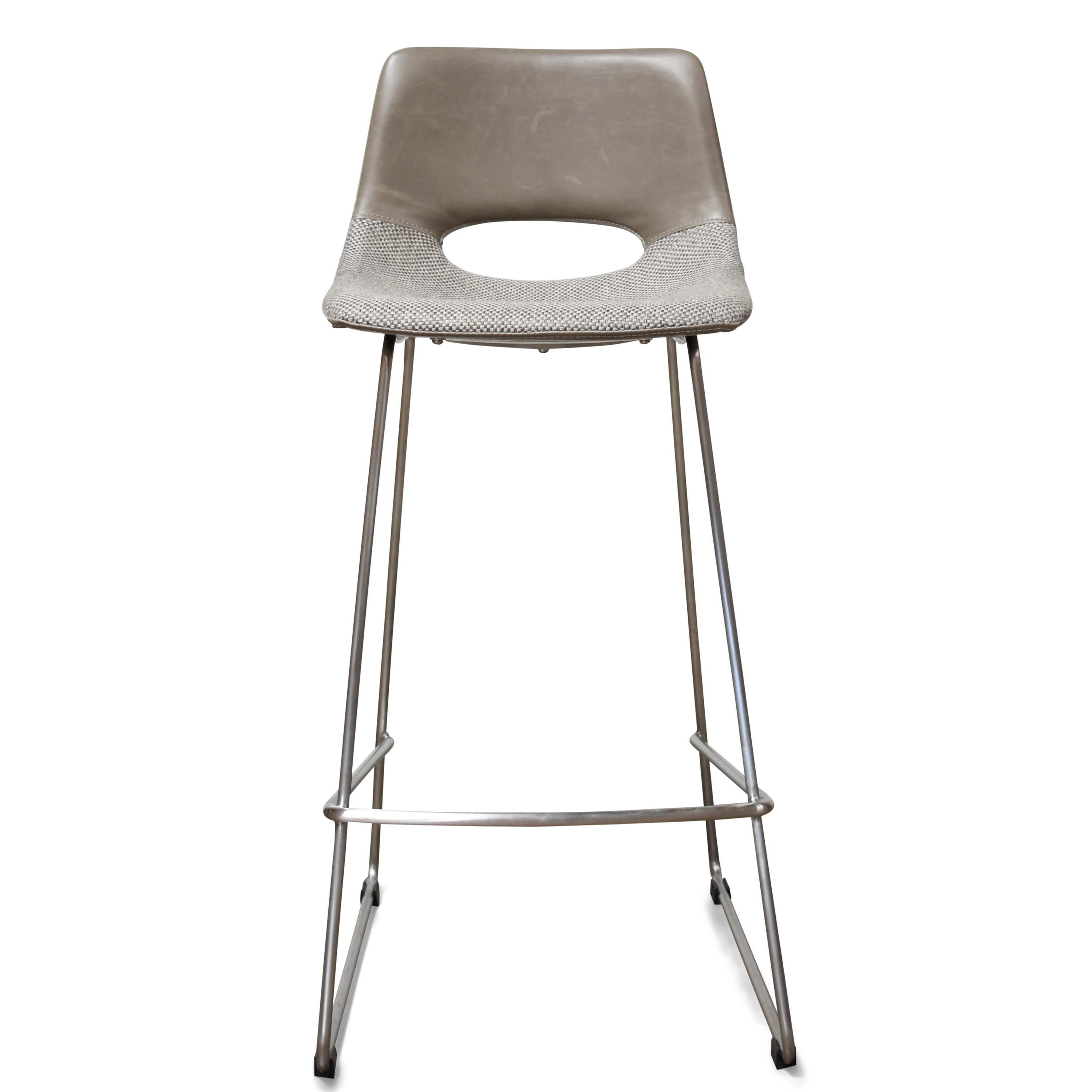 Gingko AML101-TPSS Amal Set of 2 Grey Small Upholstered Metal Bar Stool Back