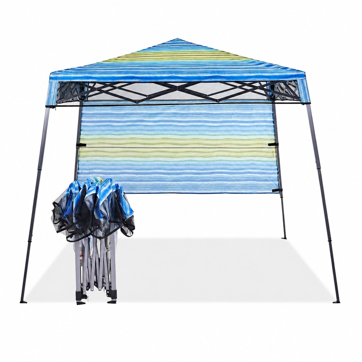 ITOPFOX  7 x 7 Instant Canopy Tent Pop Up with One Sidewall Compact Lightweight Beach Shade Backpack Mesh Eaves UV Protection Waterproof Fabric