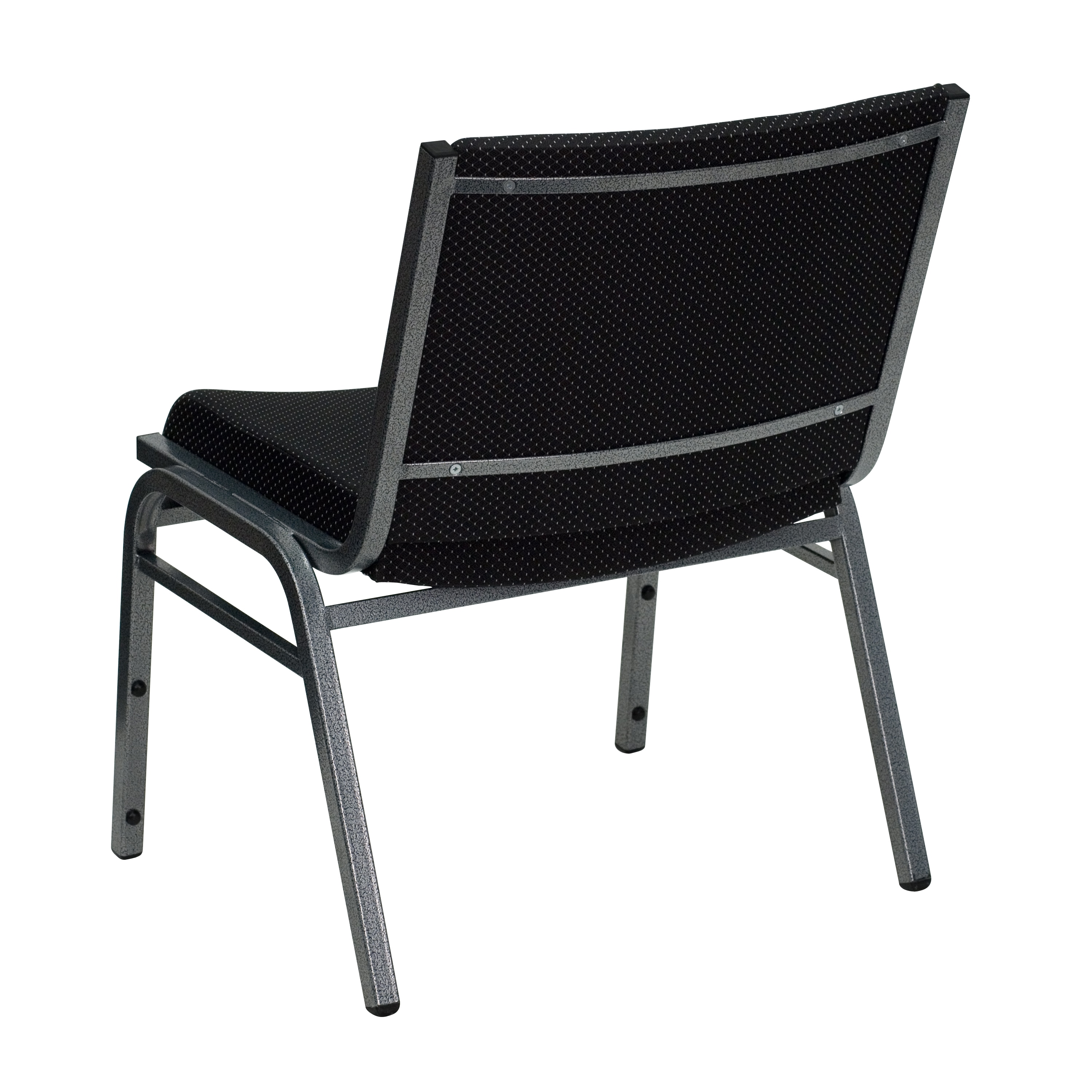 Contemporary Black Fabric & Silver Metal Stackable Chair Duo