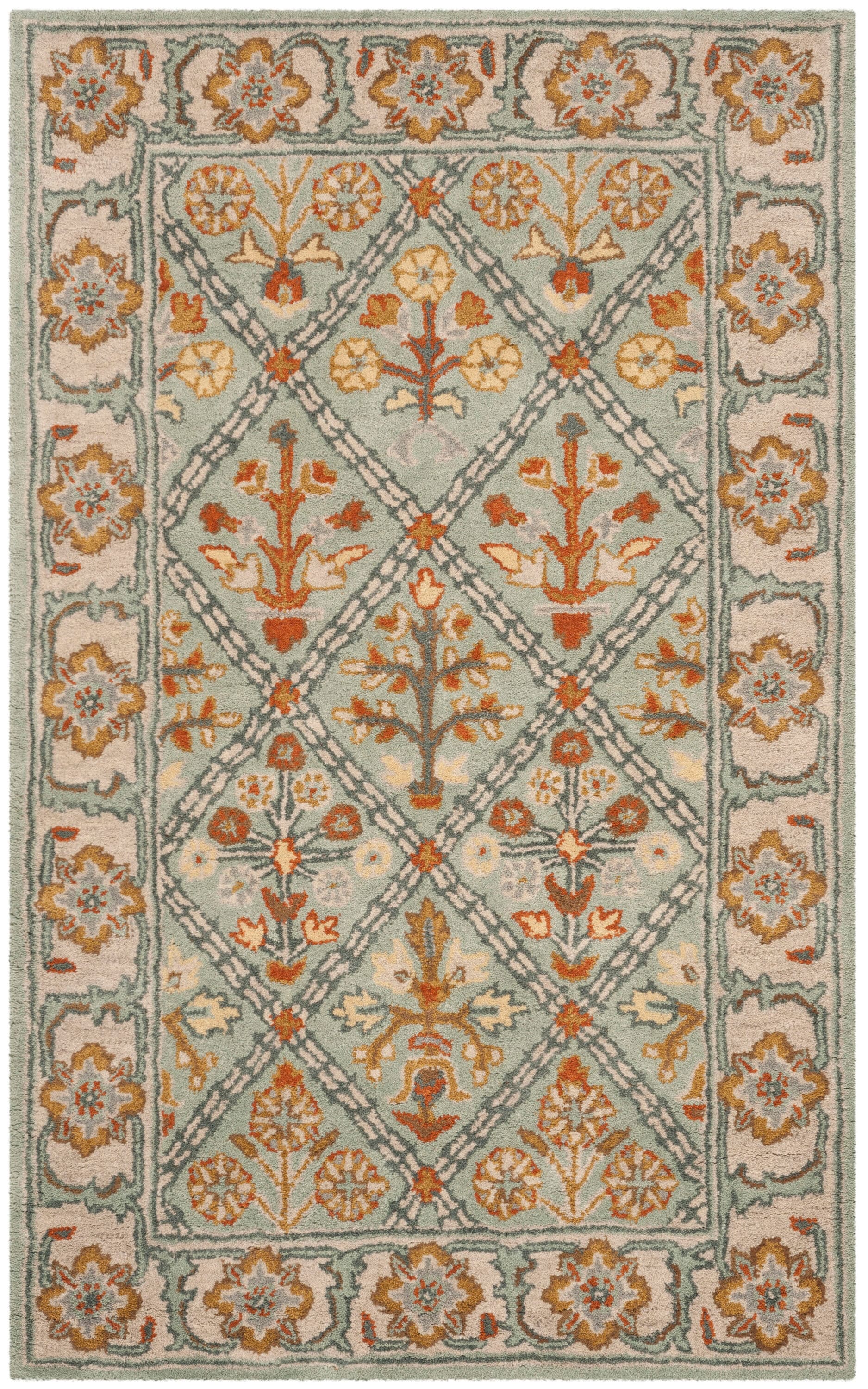 Heritage Blue and Cream Hand-Tufted Wool Area Rug