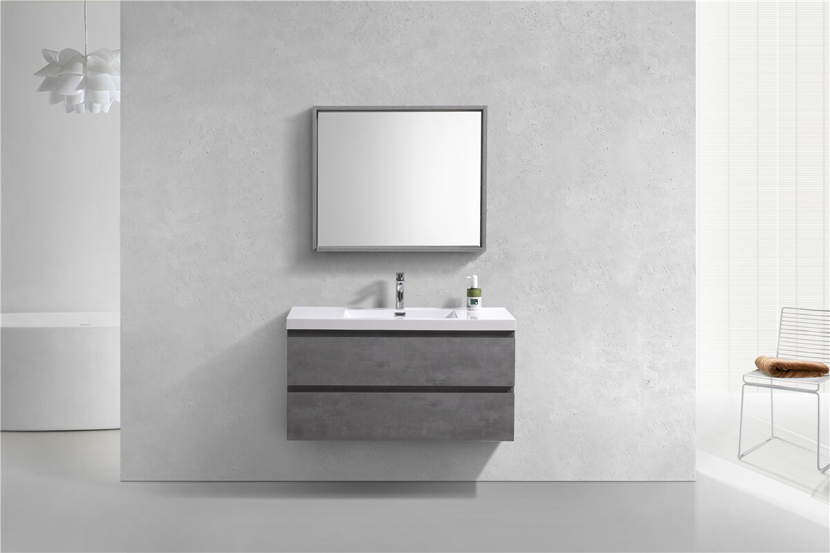 Moreno Bath MOB42-CG Moreno Bohemia 42-in Cement gray Single sink Floating Bathroom Vanity with Pure white Acrylic Top