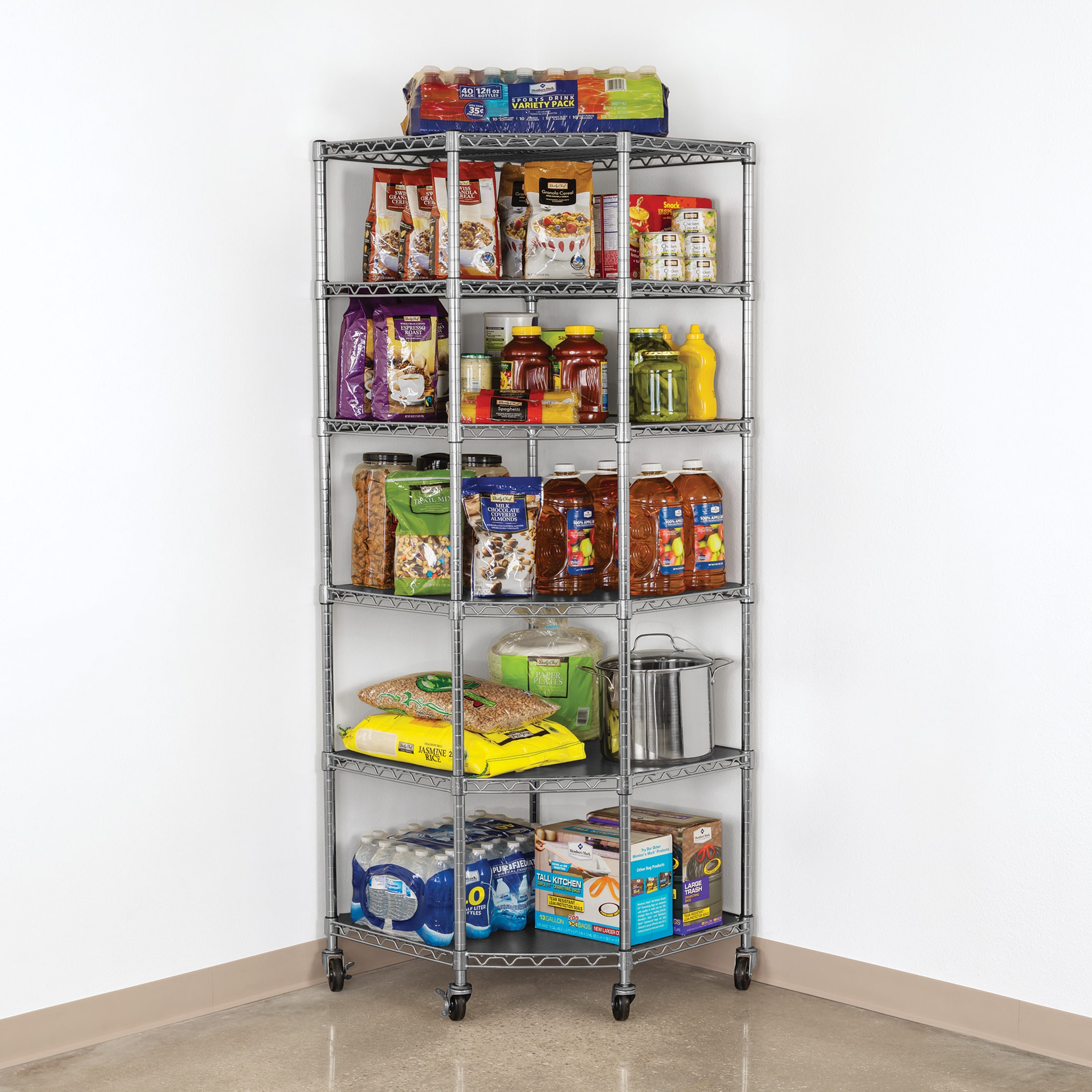 Seville Classics Steel Heavy Duty 7-Tier Utility Shelving Unit (36-in W x  14-in D x 56-in H), Chrome in the Freestanding Shelving Units department at