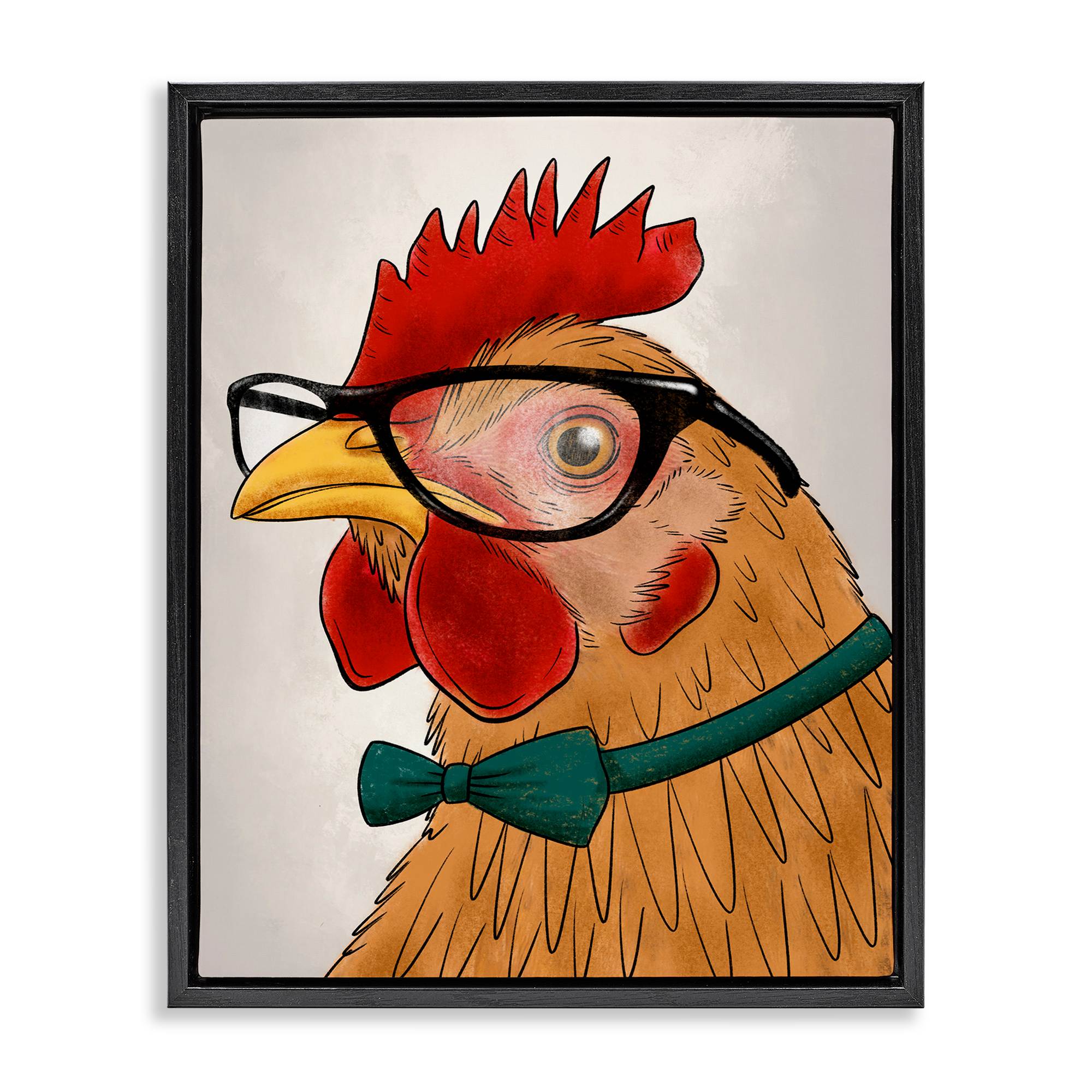 Stupell Industries BS-099-FFB-24X30 Funny Hipster Rooster Black Framed Floater Canvas Wall Art By Marcus Prime 25 x 31