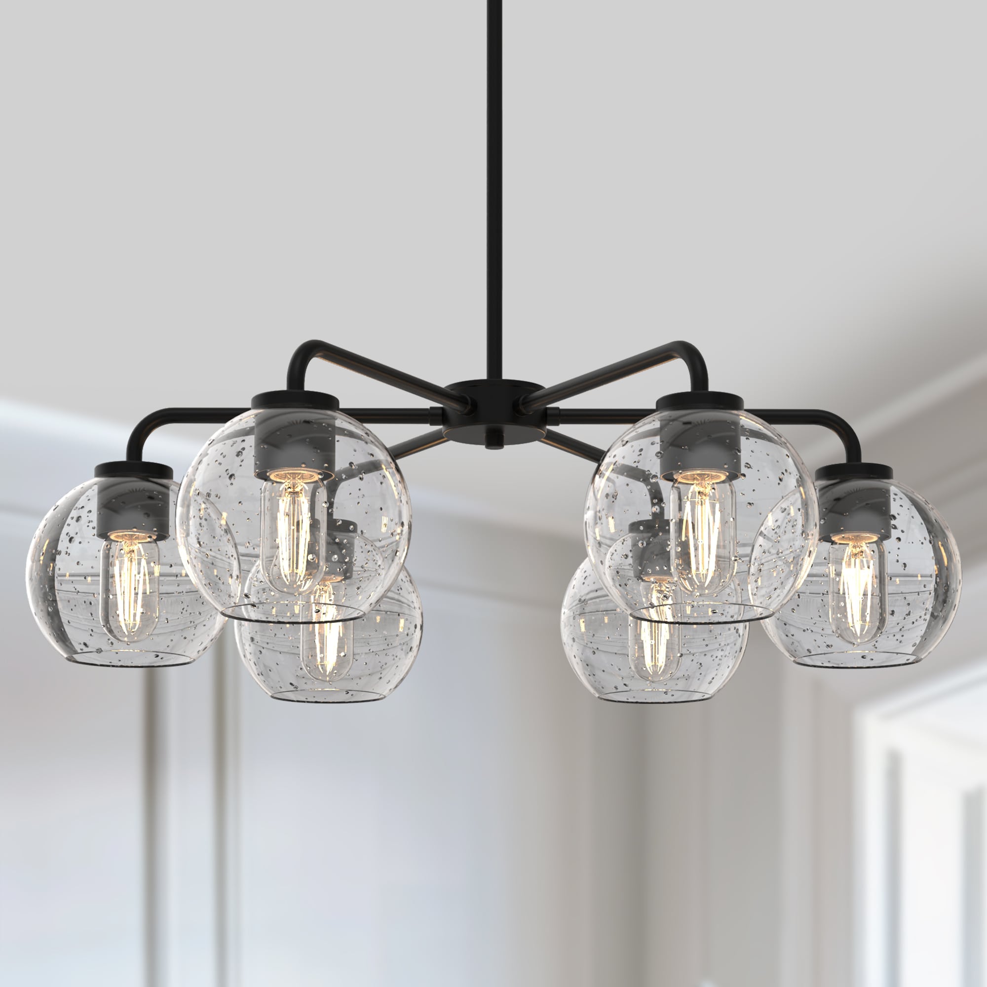 YANSUN 6 -Light Black Modern/contemporary Seeded glass Globe Large