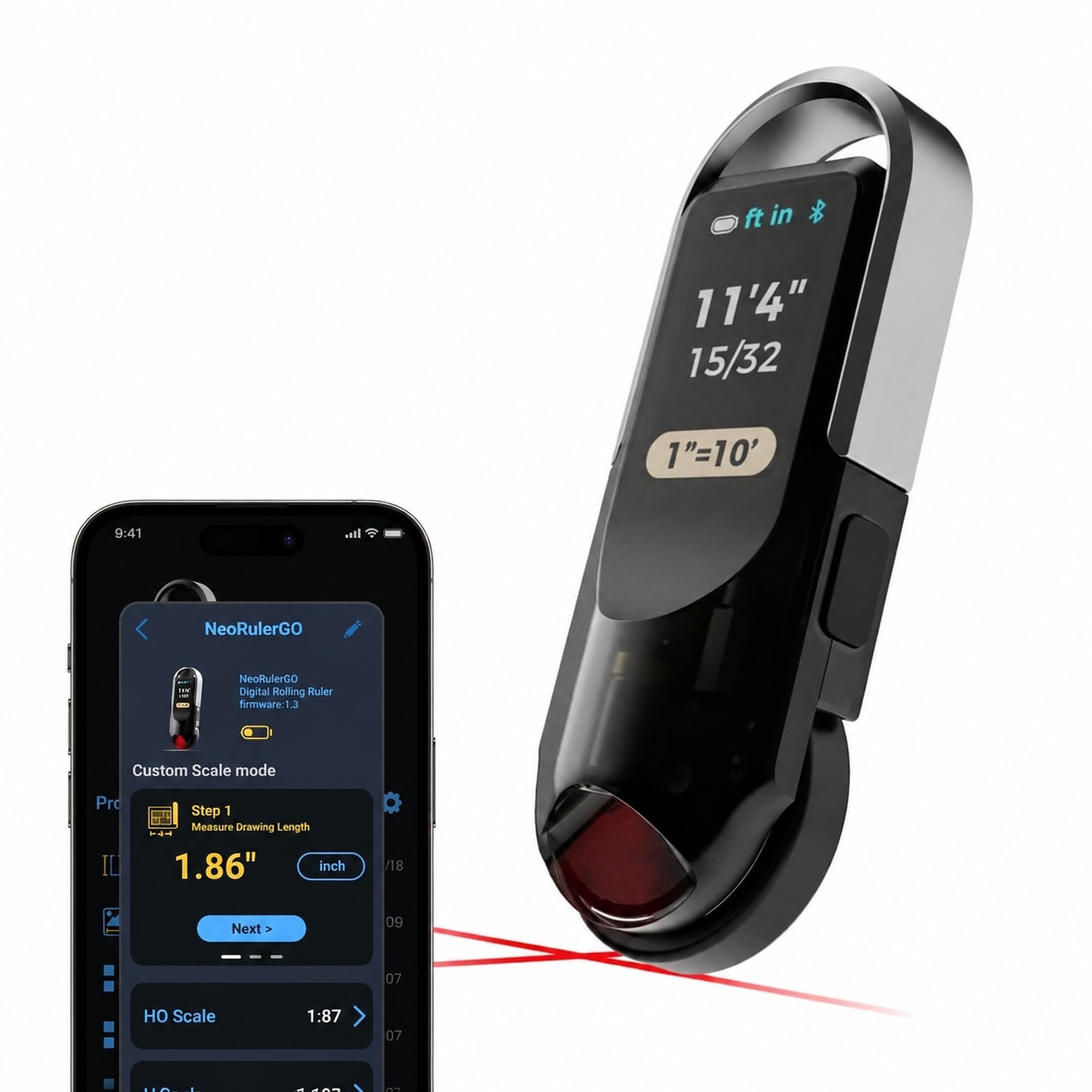 Ahfiwaso NeoRulerGO Digital Tape Measure with Laser Bluetooth App 93 ...