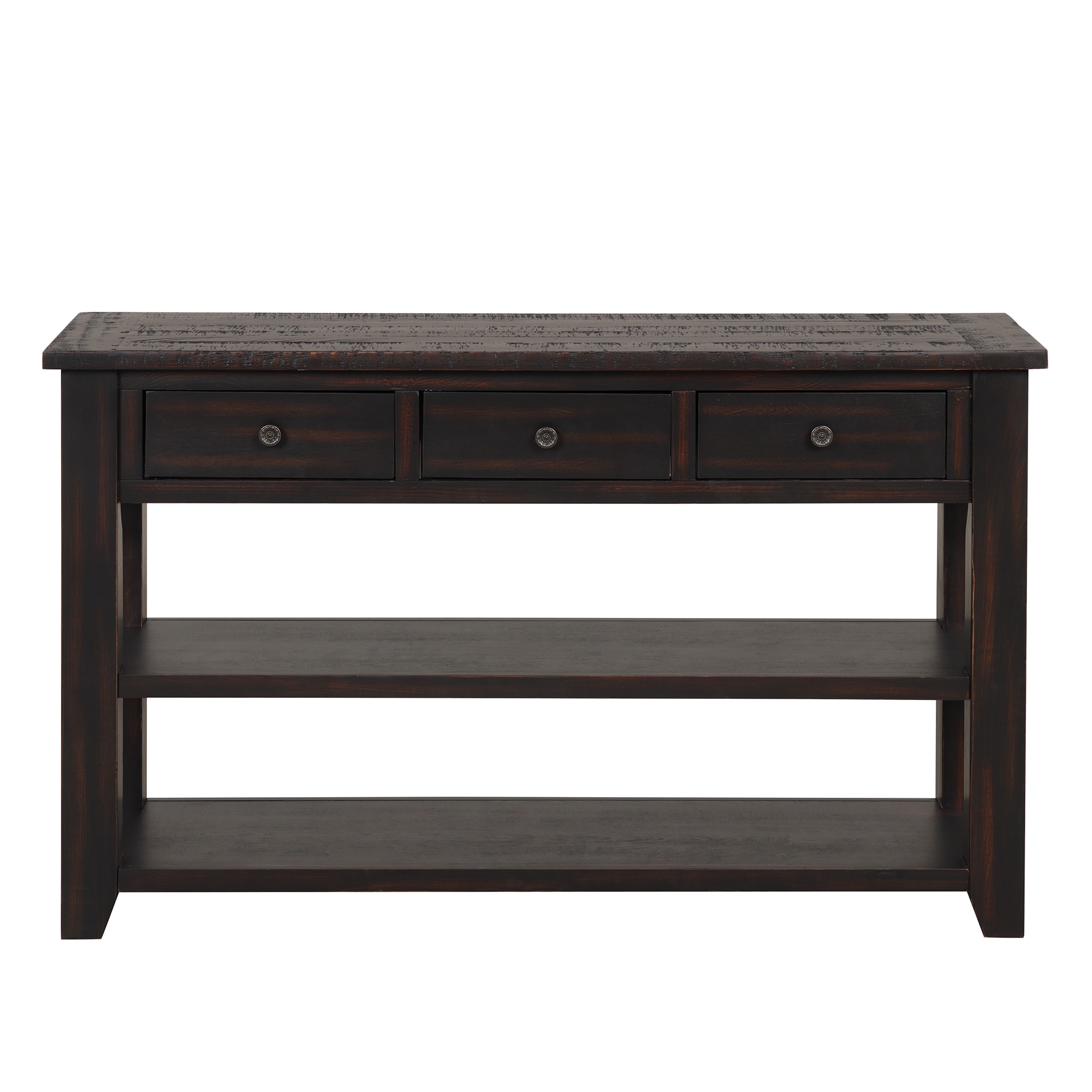 Bybafun YC0900023 Rustic Wood Black Pine 48.8-in W x 30-in H Console table with Drawers