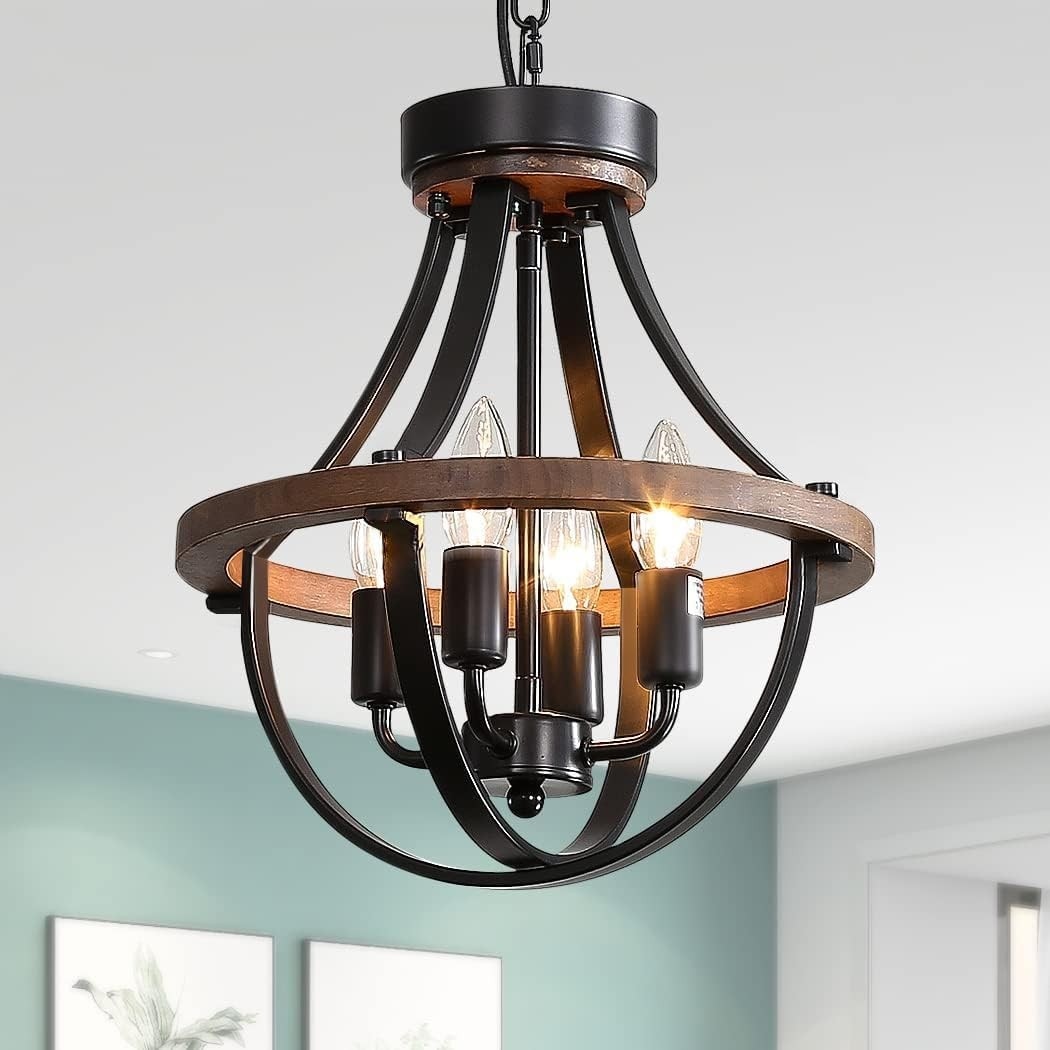Slagawa  4-Light Rustic Ceiling Light Fixture with Adjustable Chain for Dining Room Kitchen Foyer Entryway Hallway Bedroom