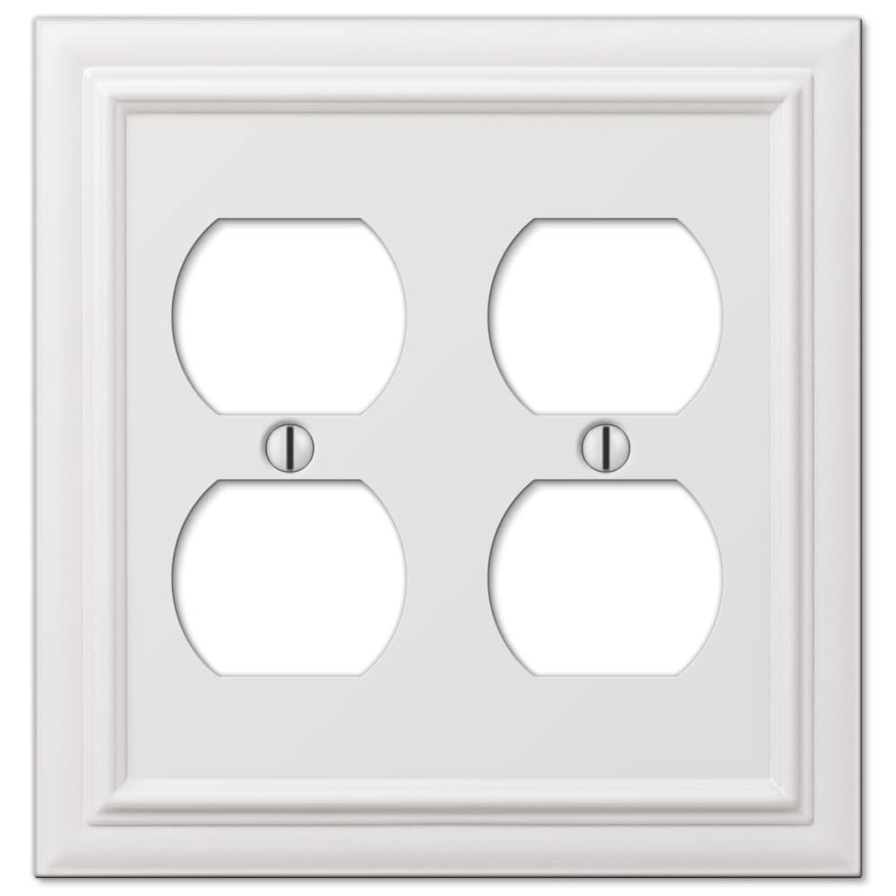 Amerelle 94DDW Continental 2 -Gang Specialty Size White Metal Indoor Duplex Wall Plate