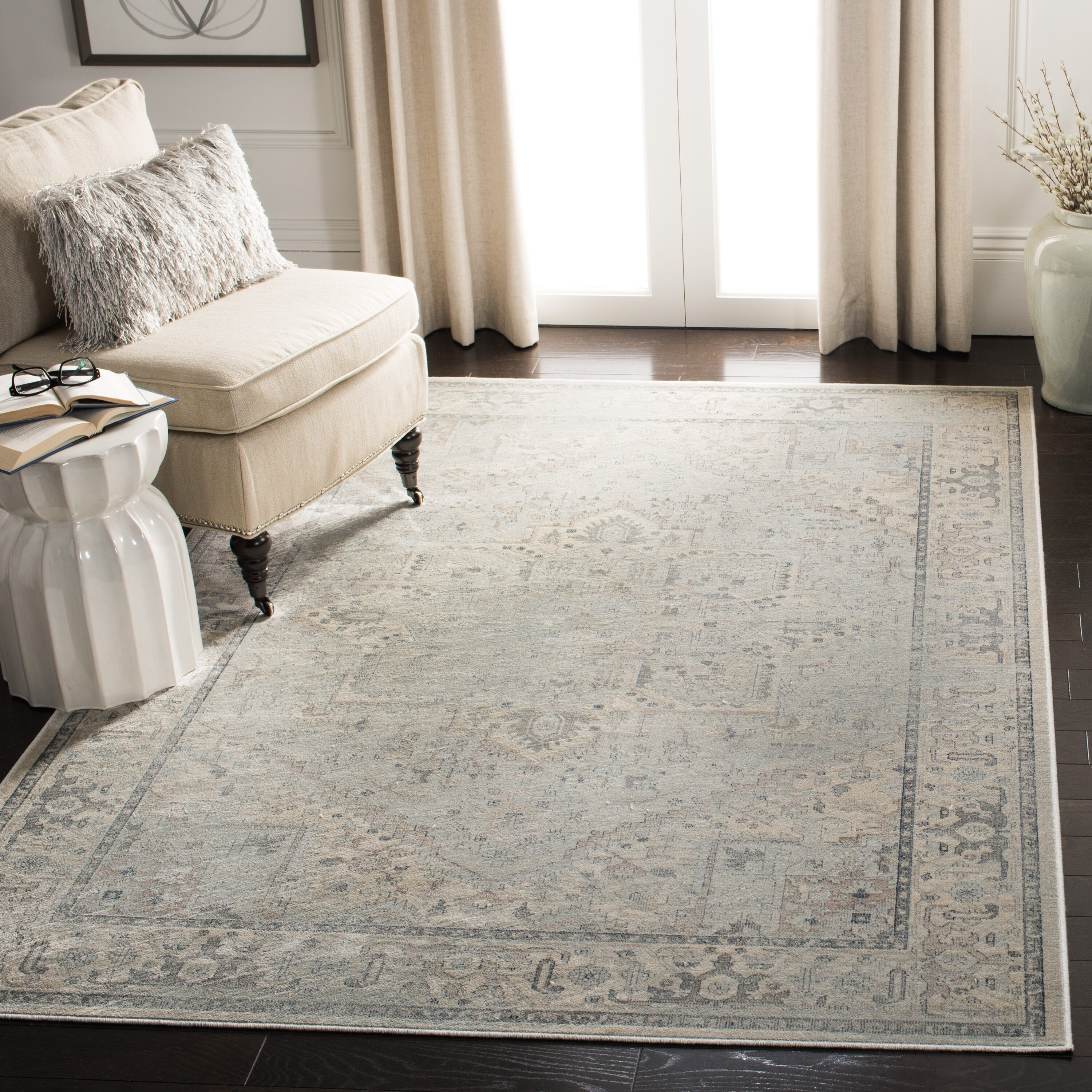 Safavieh VTG114-7660-9 Vintage Homaz 9 x 12 (ft) Loomed Synthetic Gray/Light Blue Rectangular Indoor Distressed/Overdyed Vintage Area rug