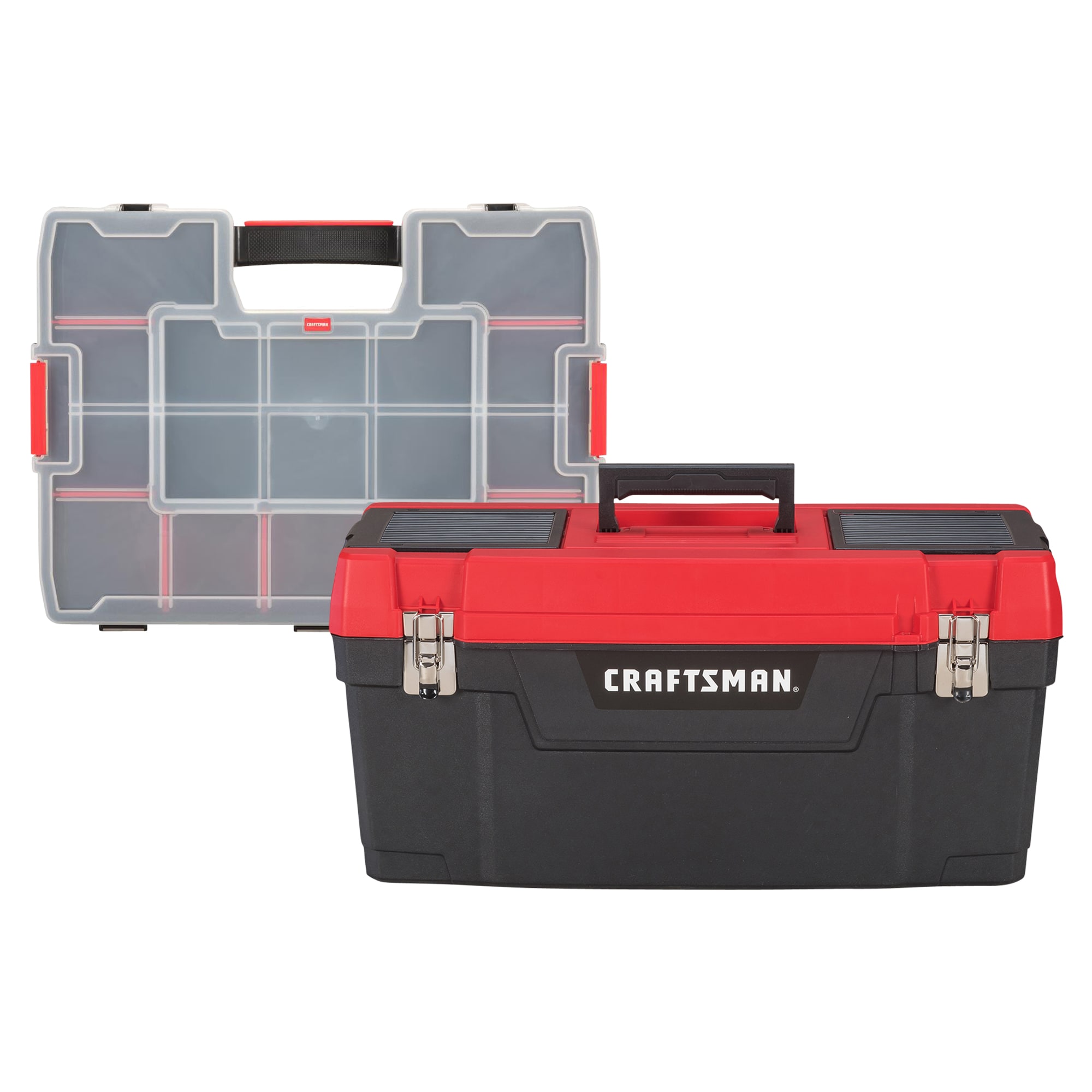 CRAFTSMAN 25-in Plastic Lockable Tool Box & 14-Compartment Plastic Small  Parts Organizer