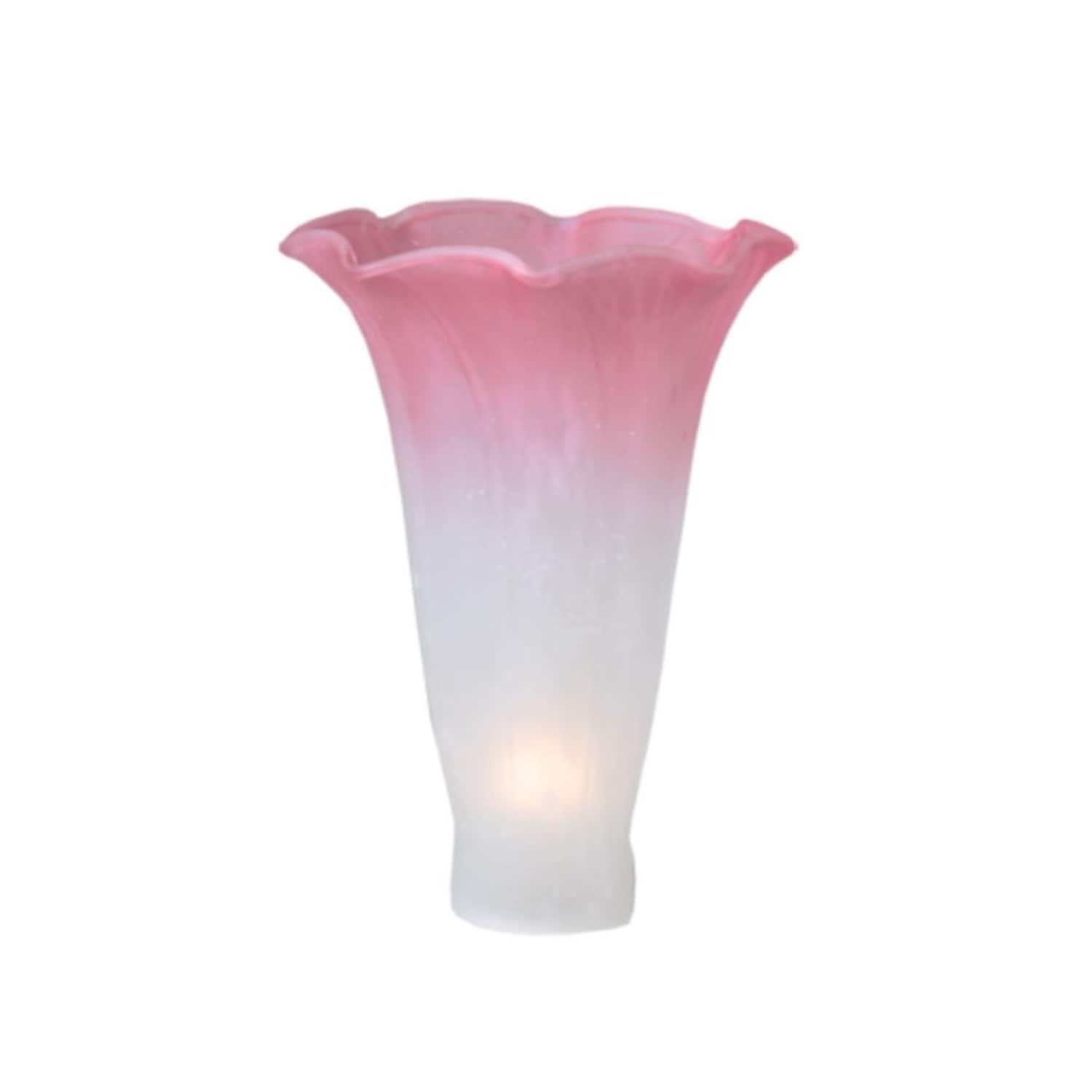 Meyda Tiffany Lighting 10187 5-Inches x 3-Inches White/Pink Glass Bell Lamp Shade