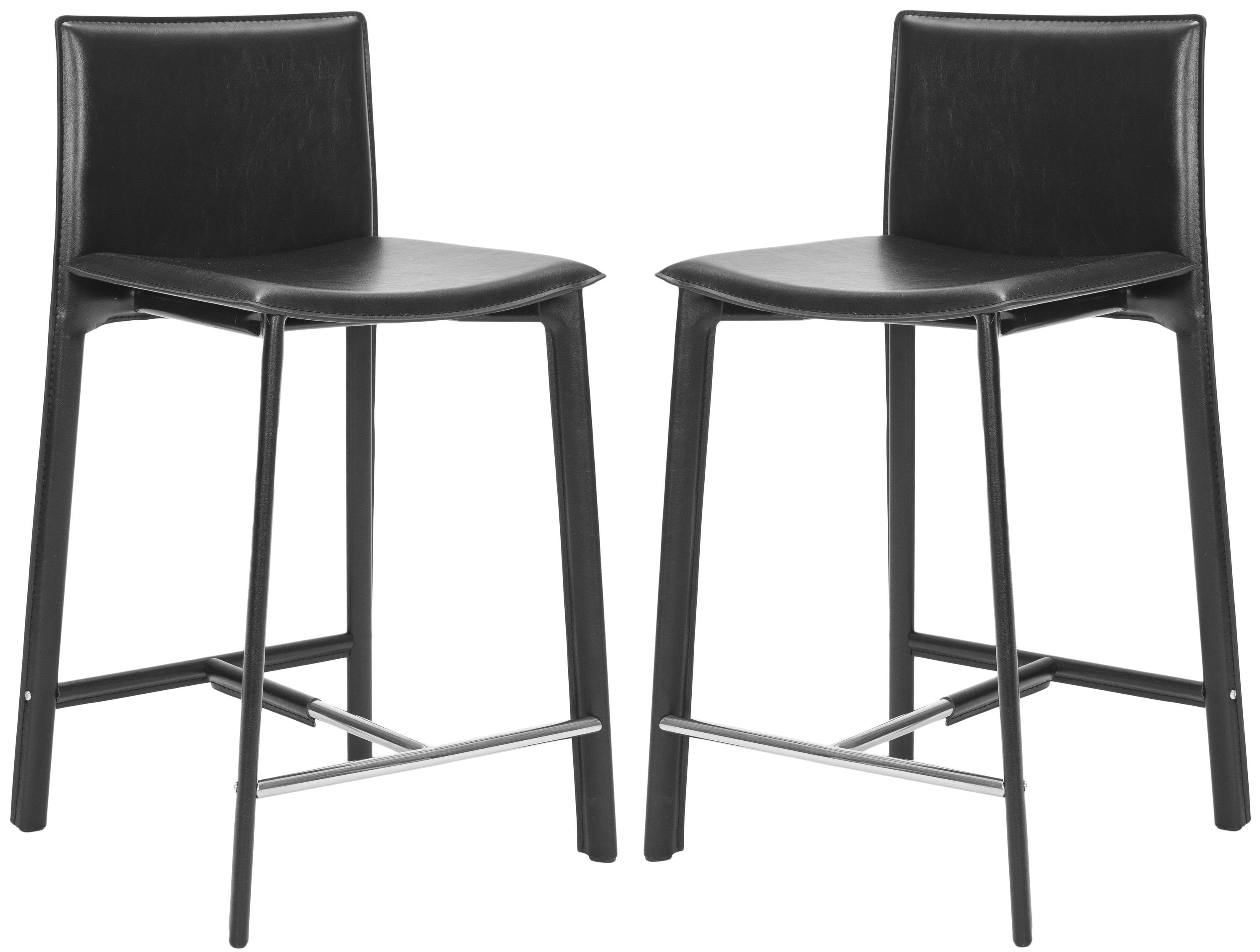 Safavieh FOX2005B-SET2 Janet Set of 2 Black 24-in H Counter height Upholstered Metal Bar Stool