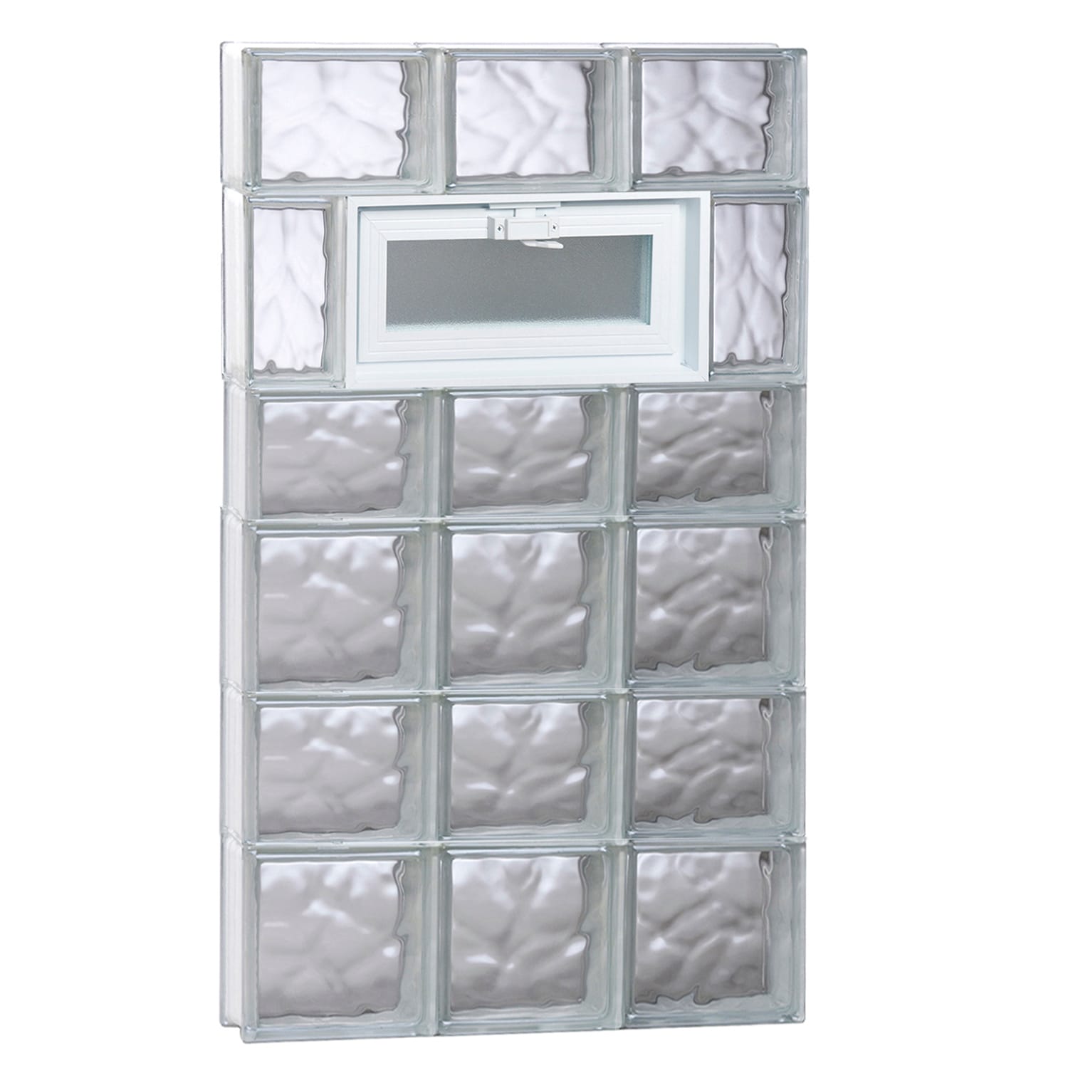 REDI2SET V2442DC Wavy Glass 23-1/4-in x 40-1/2-in Frameless Replacement Vented Glass Block Window