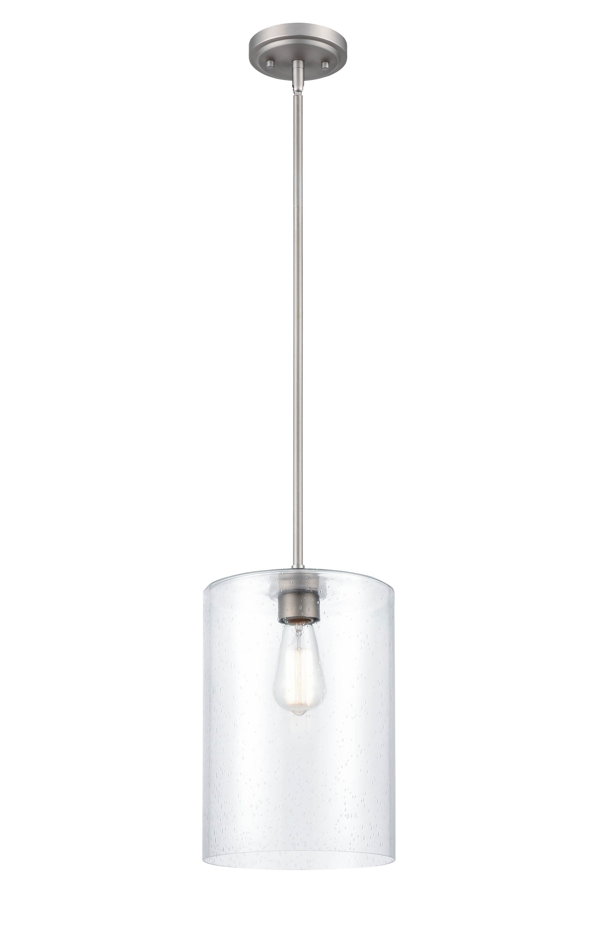 Millennium Lighting 9611-SN Moven 1 -Light Satin Nickel Traditional Clear glass Jar Medium Hanging Pendant light