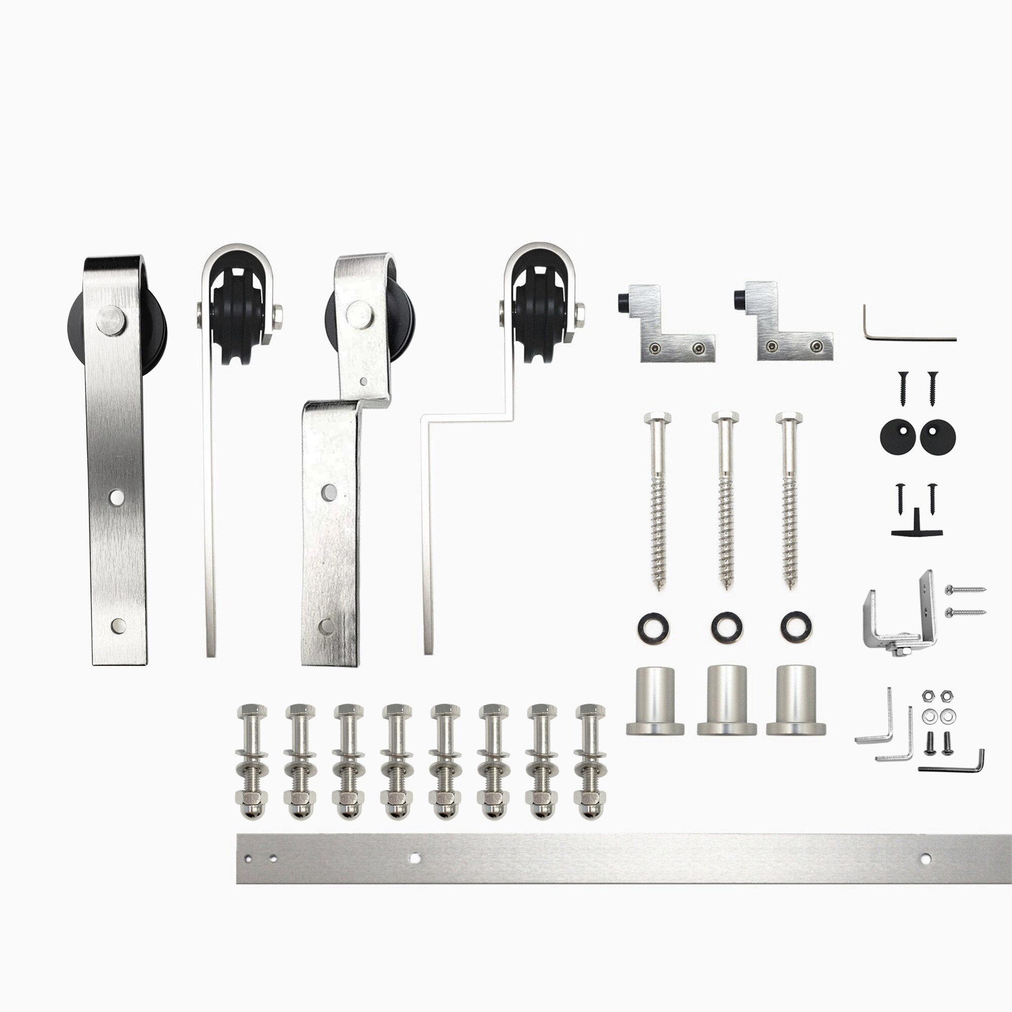 HOMACER YT5DNZ048C 48-in Brushed Brushed Nickel Indoor J-strap Double bypass Barn door hardware kit