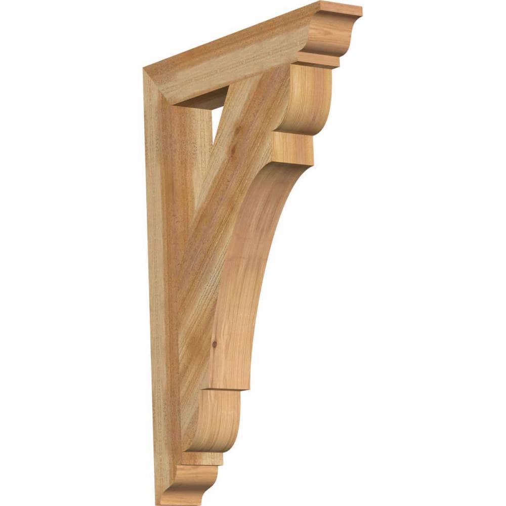 Ekena Millwork BKT04X24X36OLY01RWR Olympic traditional rough sawn 4-in x 24-in x 36-in Western red cedar Brown Wood Standard bracket