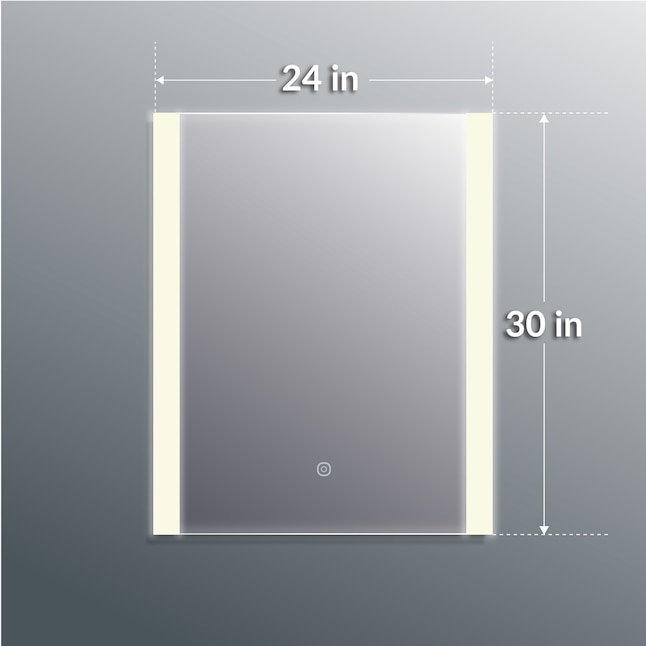 Home2O 24-in x 30-in Dimmable Lighted LED Lit Mirror Fog Free Frameless ...