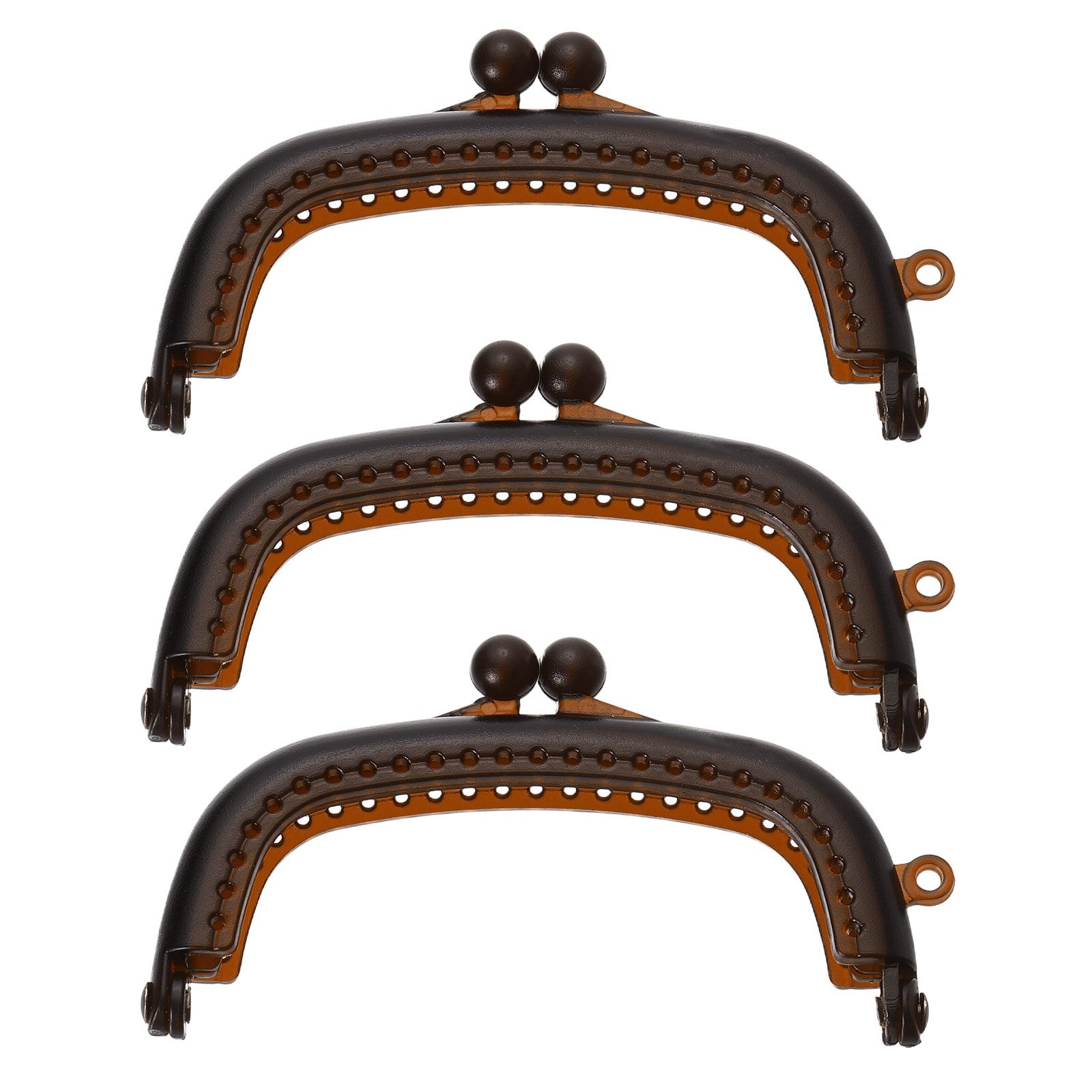 Unique Bargains 3pcs Kiss Lock Clasp 8.5cm/3.35inch Retro Arch Resin Purse Frame for Purse Making Handled Bag Coin Bag Frame Replacements Brown