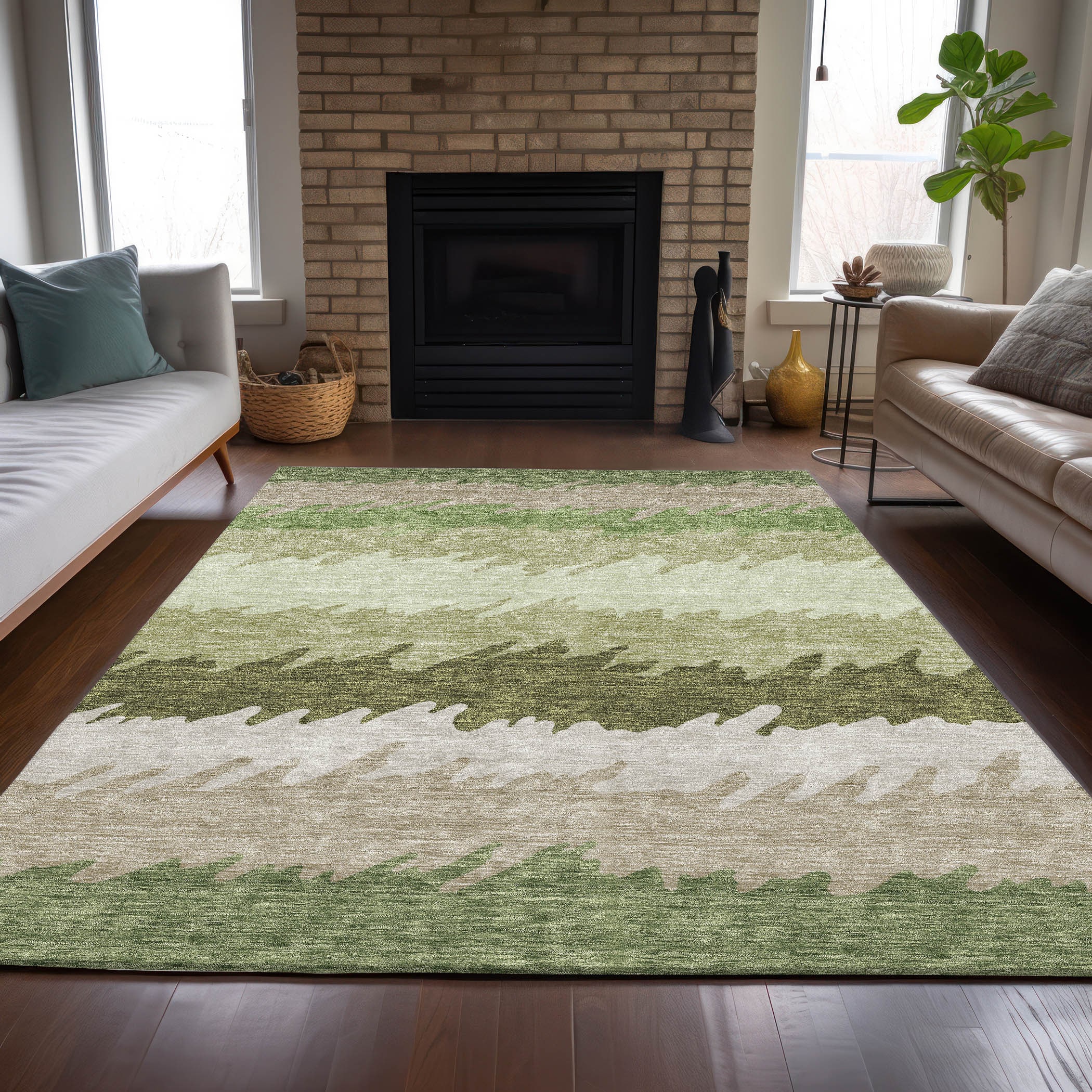 Addison Rugs ACN736GE3X5 Chantille ACN736GE 3 x 5 (ft) Polyester Green Rectangular Indoor/Outdoor Geometric Machine washable Area rug