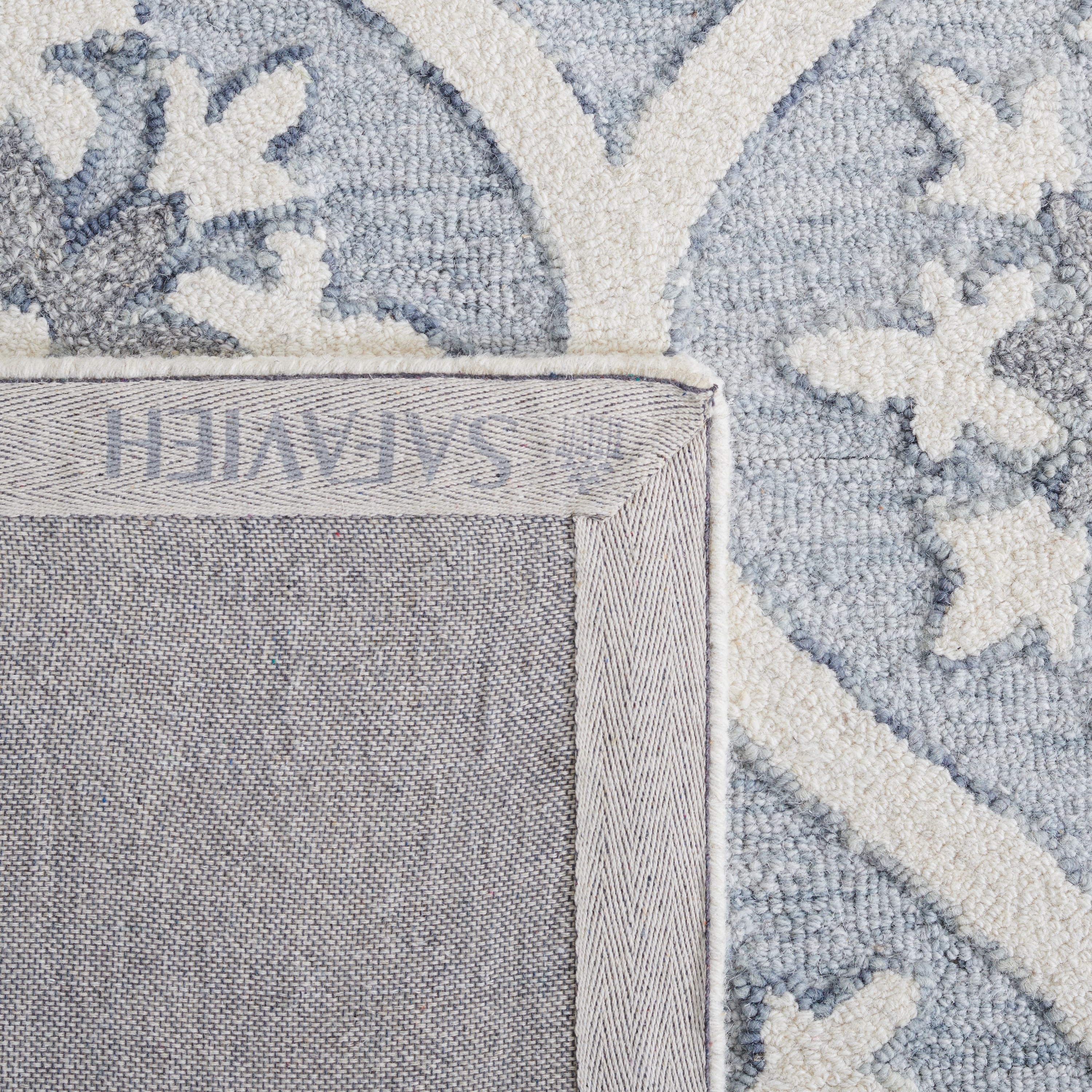 Gray and Ivory Floral Hand-Tufted Wool Runner Rug