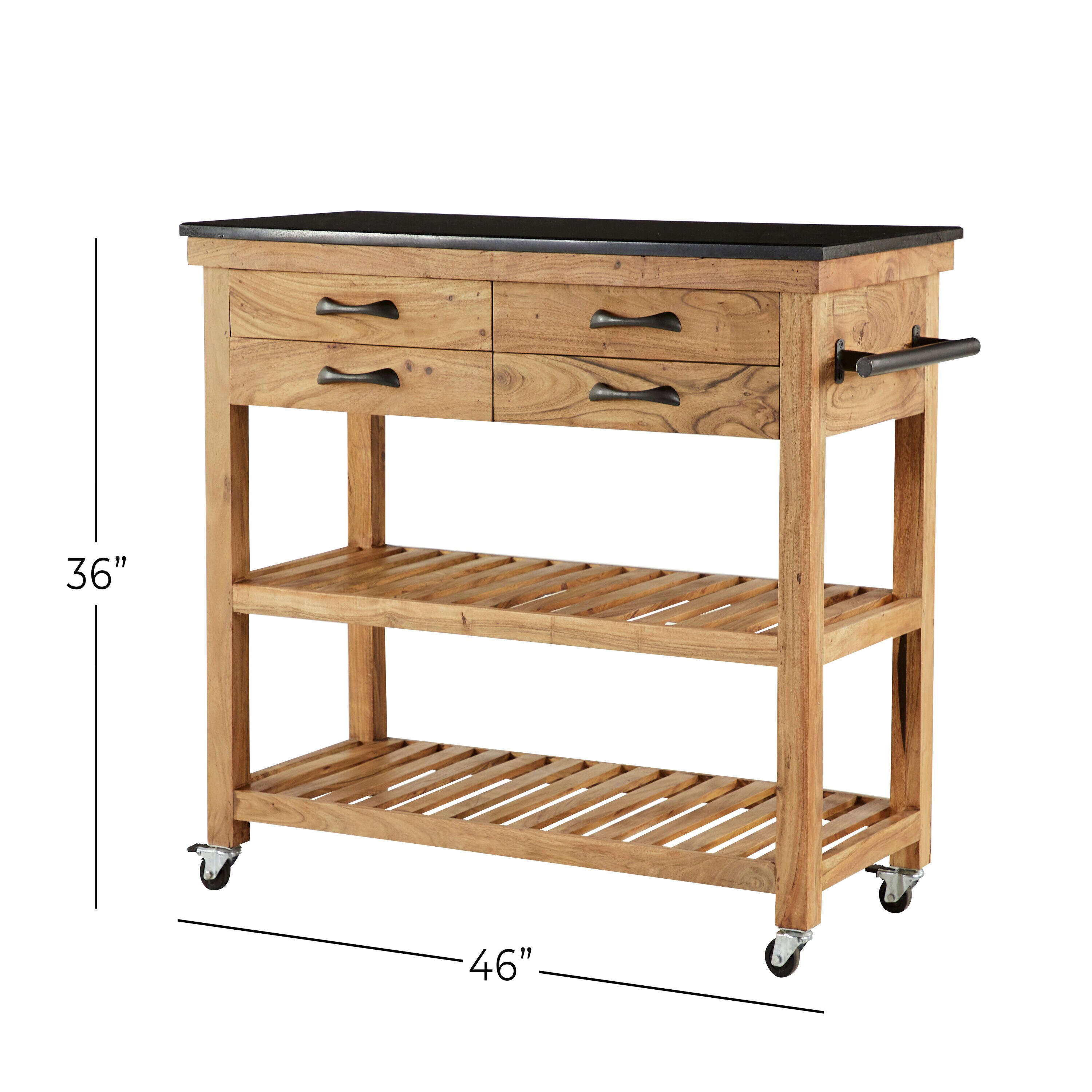 Origin 21 Brown Mdf Base with Faux Marble Top Rolling Kitchen Island  (35.75-in x 18-in x 35-in) in the Kitchen Islands & Carts department at