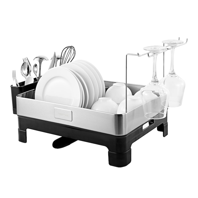 happimess 13.5-in W x 20.5-in L x 14.5-in H Stainless Steel Dish Rack and  Drip Tray in the Dish Racks & Trays department at