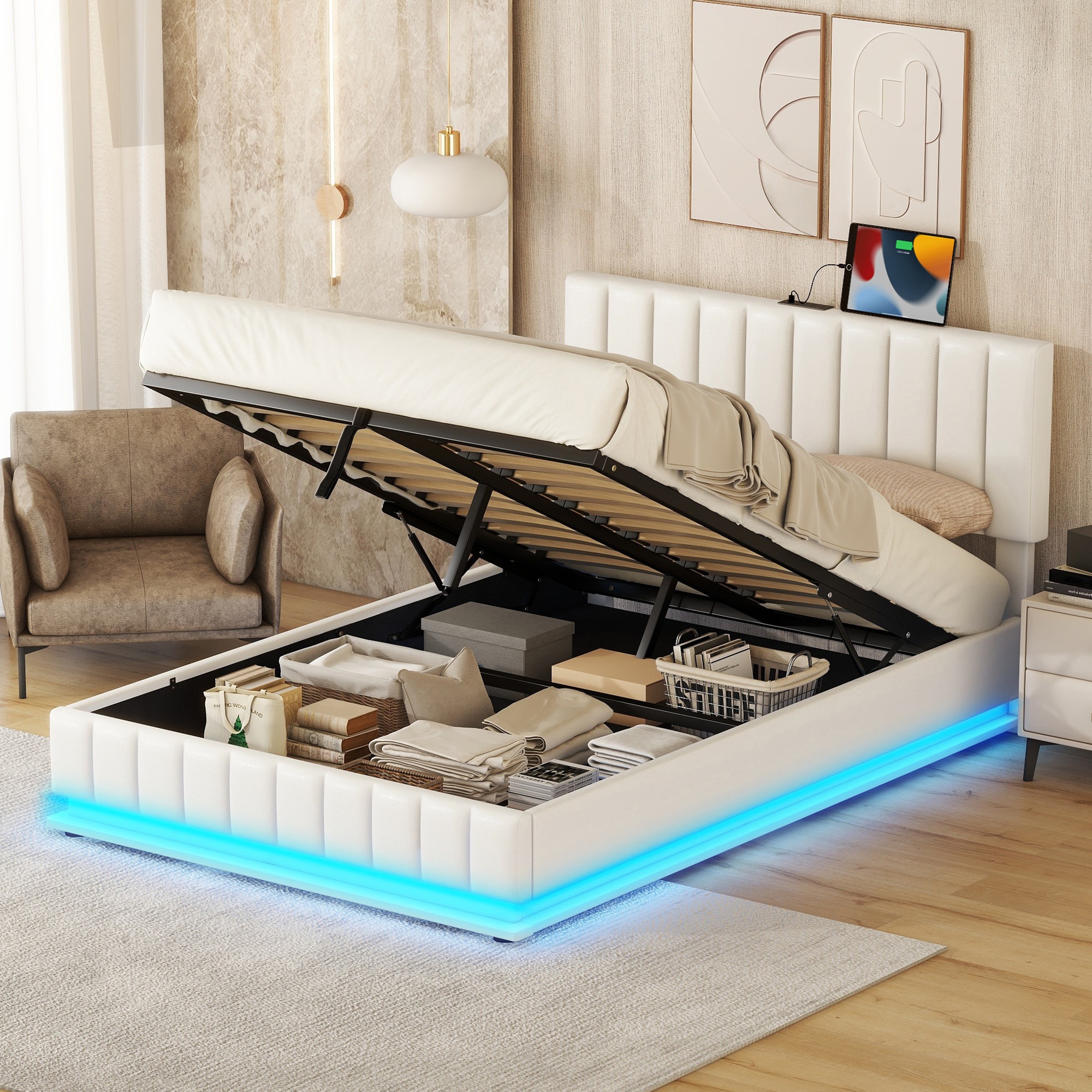 ModernLuxe L-SF000031AAK White Full Wood Platform Bed