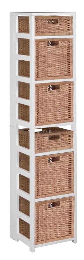 Regency FFSQ6712WHWNT Flip Flop White/Natural Wood 6-Shelf Modular Bookcase (14-in W x 67-in H x 13-in D)