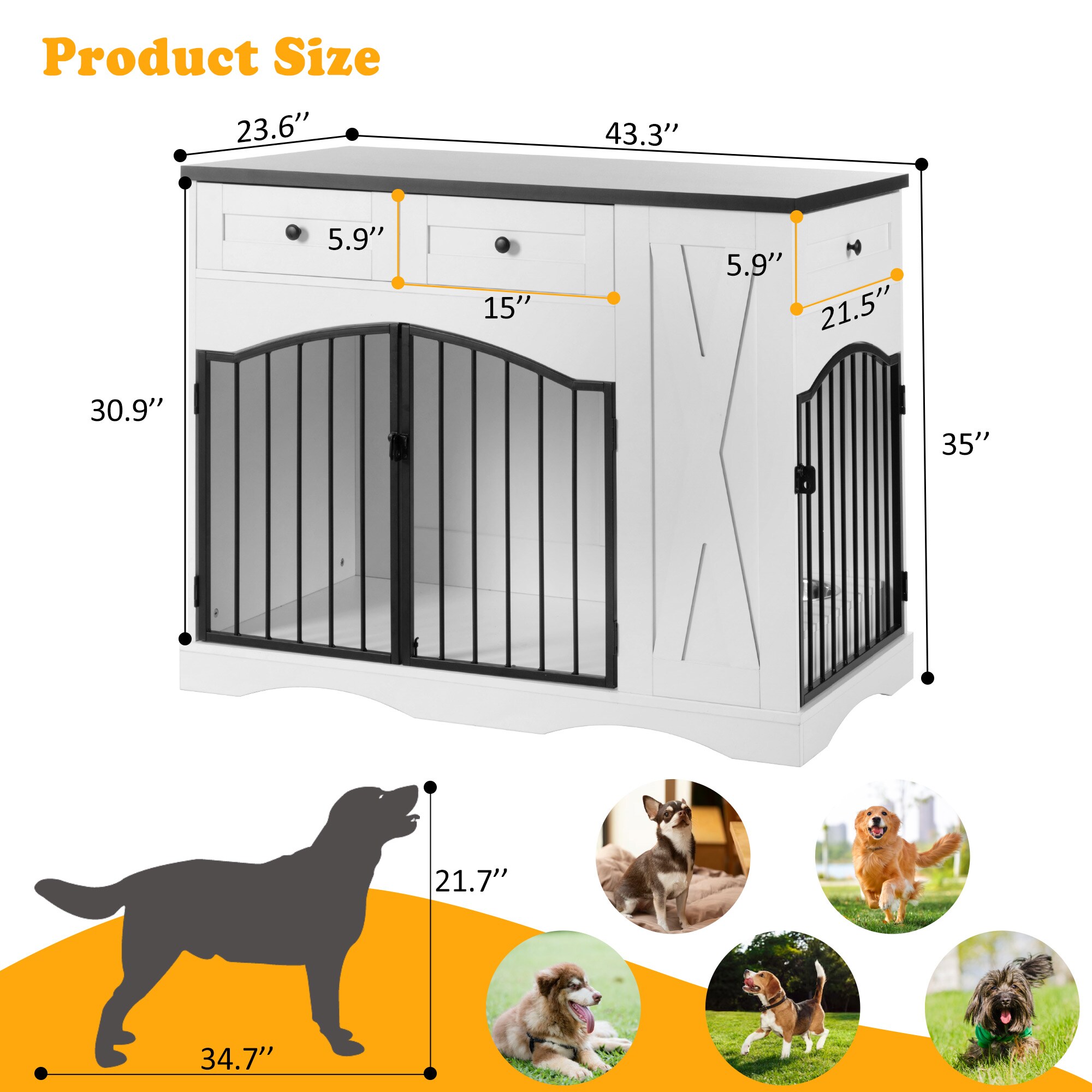 Curated visual reference: Picture Idea: Modernluxe Assembly Required 43 3Inch Farmhouse Dog Crate Furniture