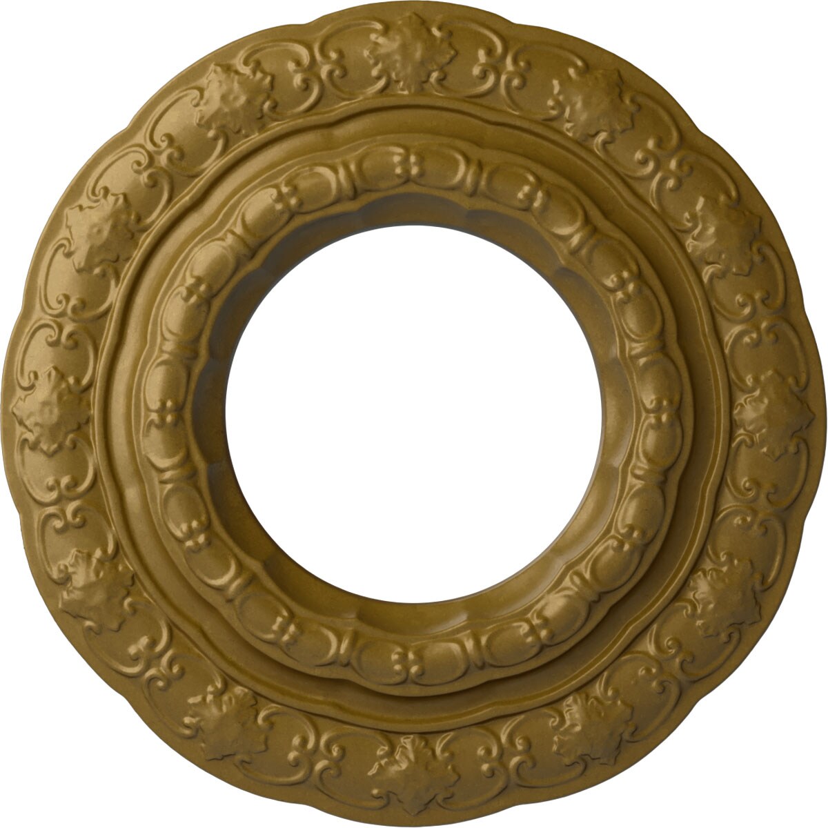 Ekena Millwork CM15LIGLS Lisbon 15.375-in W x 15.375-in L Painted Gold Polyurethane Whole Ceiling Medallion