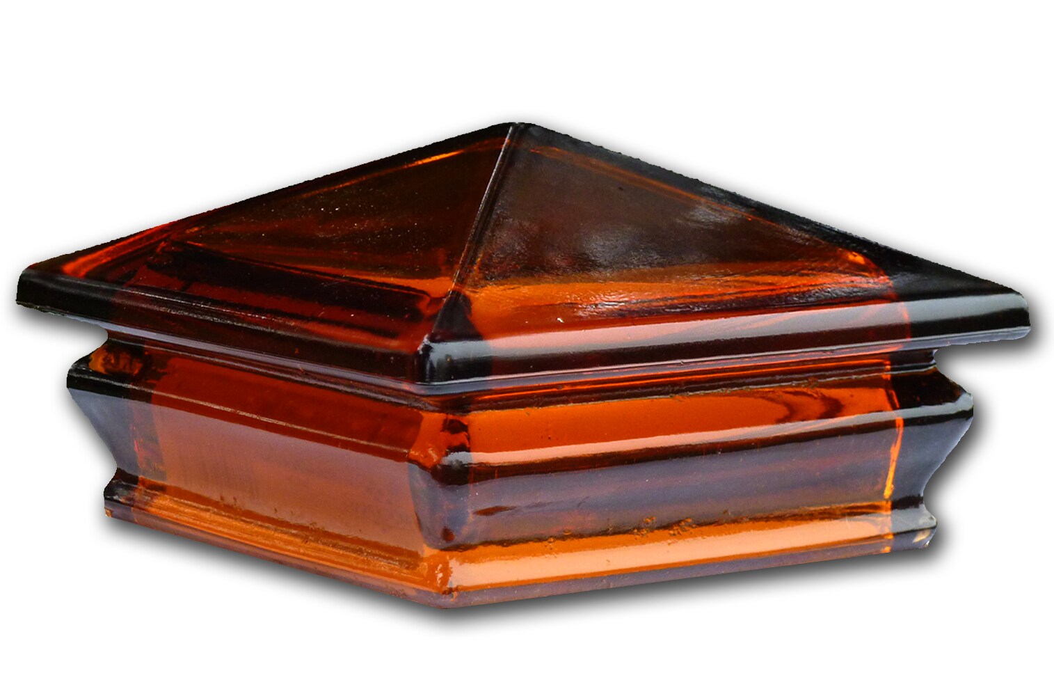 Woodway 8703087C 4-in x 4-in Amber Glass Deck Post Cap