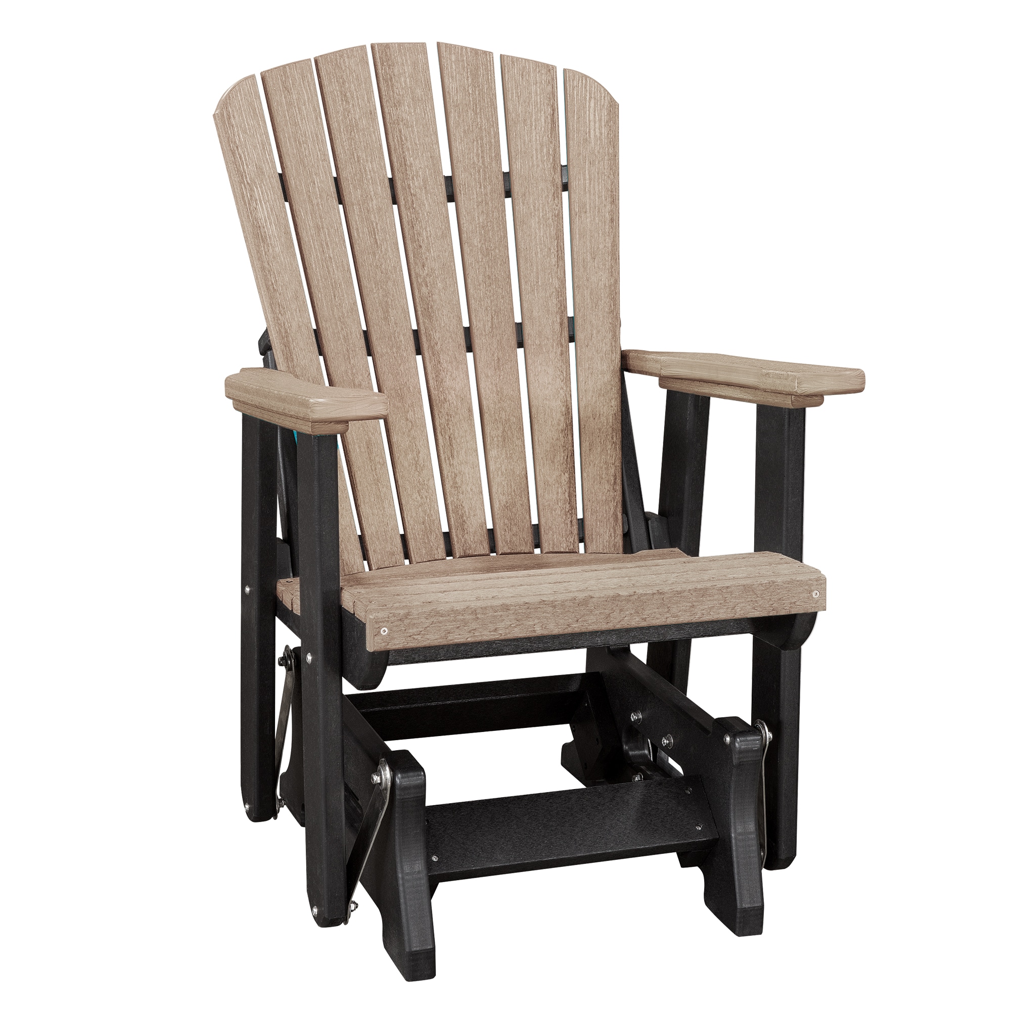 American Furniture Classics 515WWBK Amish Black HDPE Frame Glider Adirondack Chair with Slat Seat
