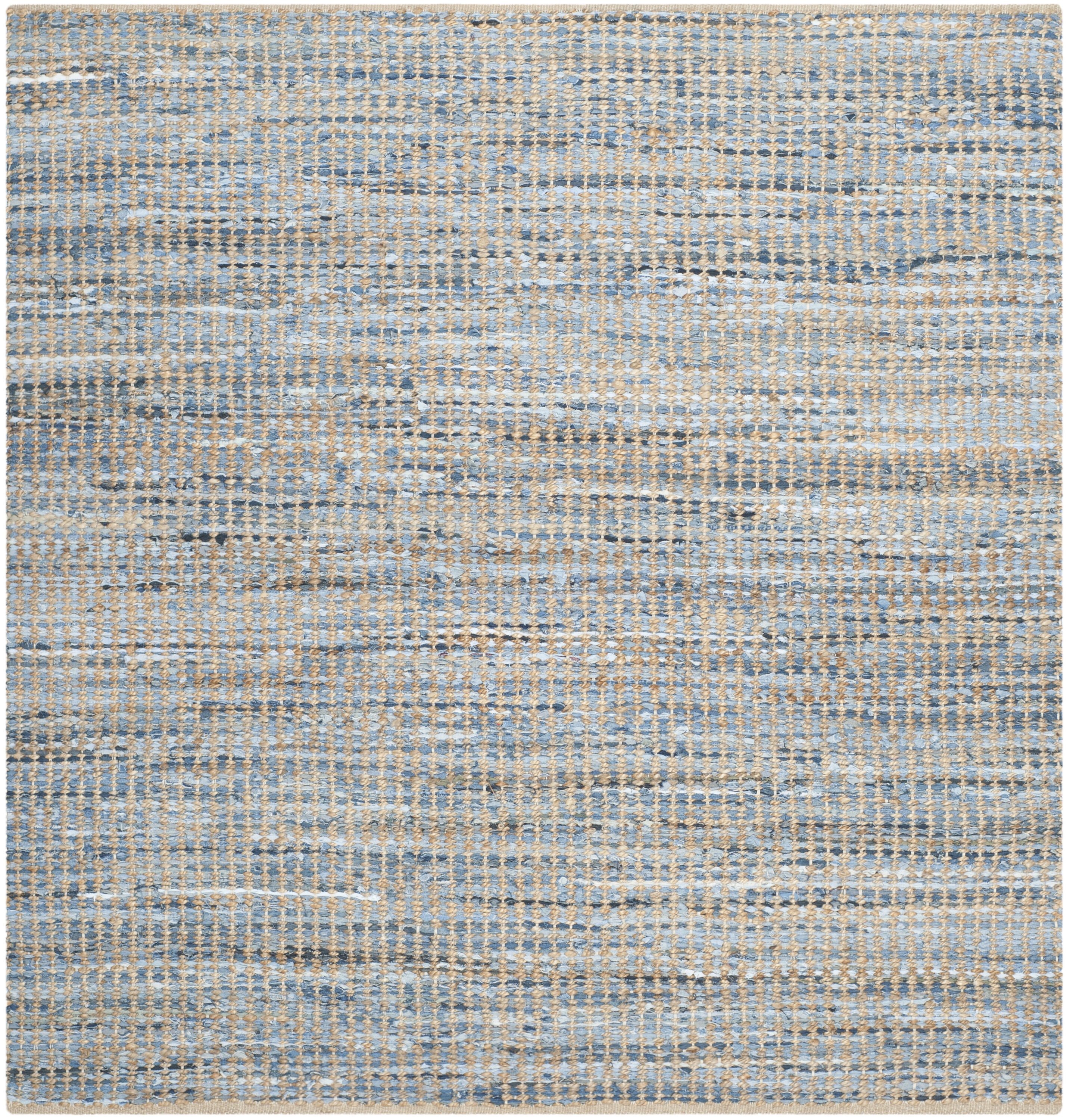 Coastal Charm Blue & Natural Jute 8' Square Area Rug