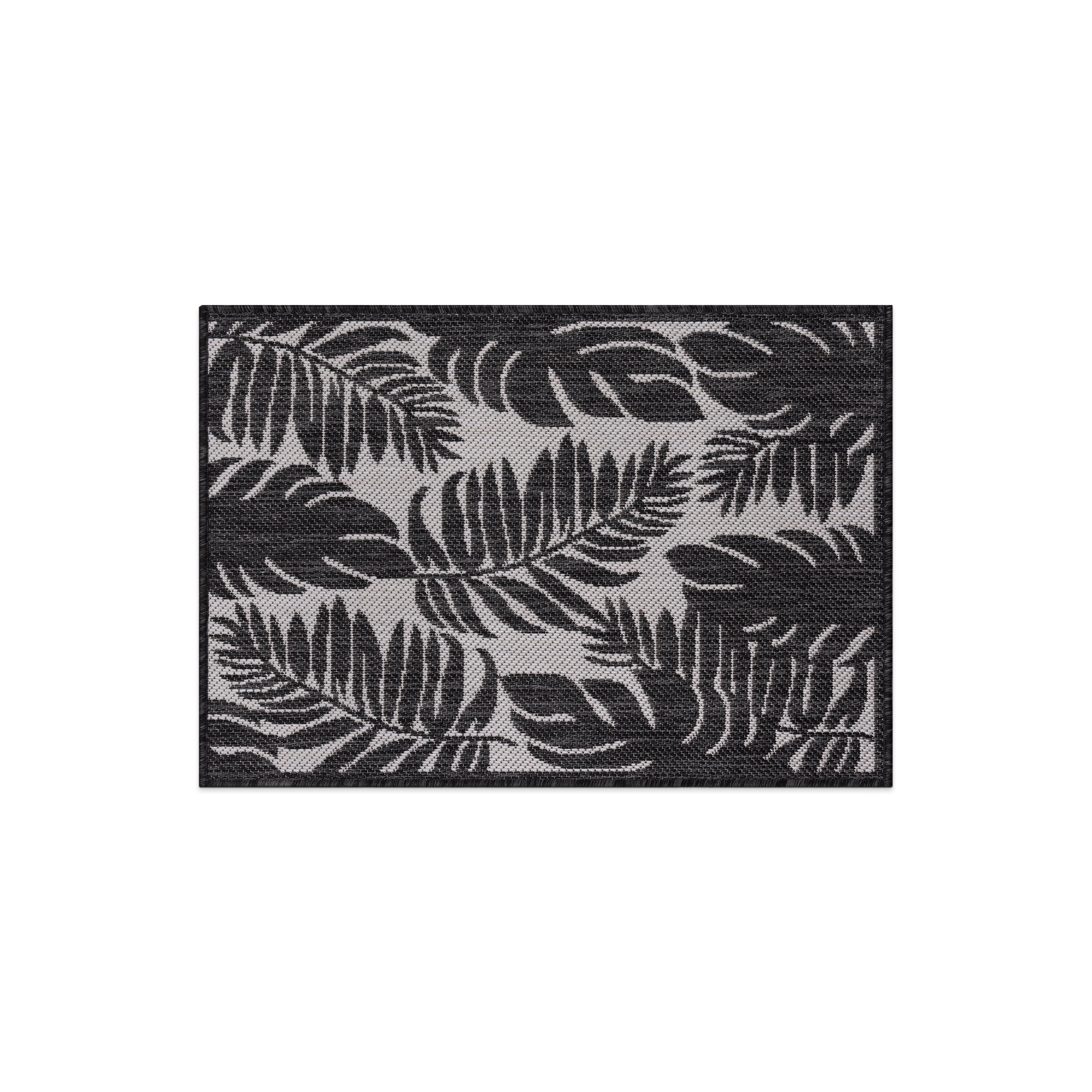 World Rug Gallery 113BLACK2X3 Summer 2 x 3 (ft) Loomed Polypropylene Black Rectangular Indoor/Outdoor Floral/Botanical Tropical Area rug