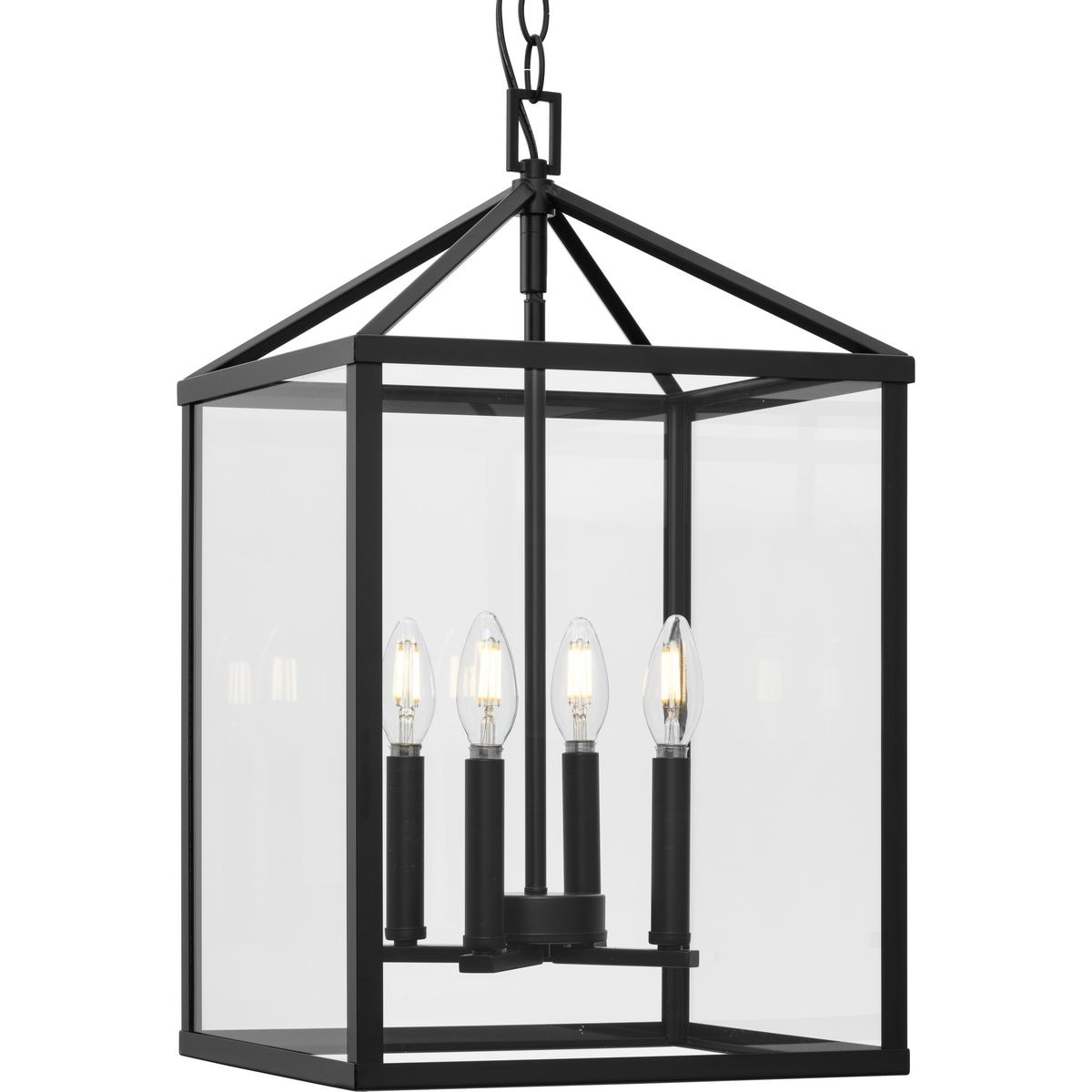 Progress Lighting Hillcrest 4-Light Matte Black Transitional Chandelier
