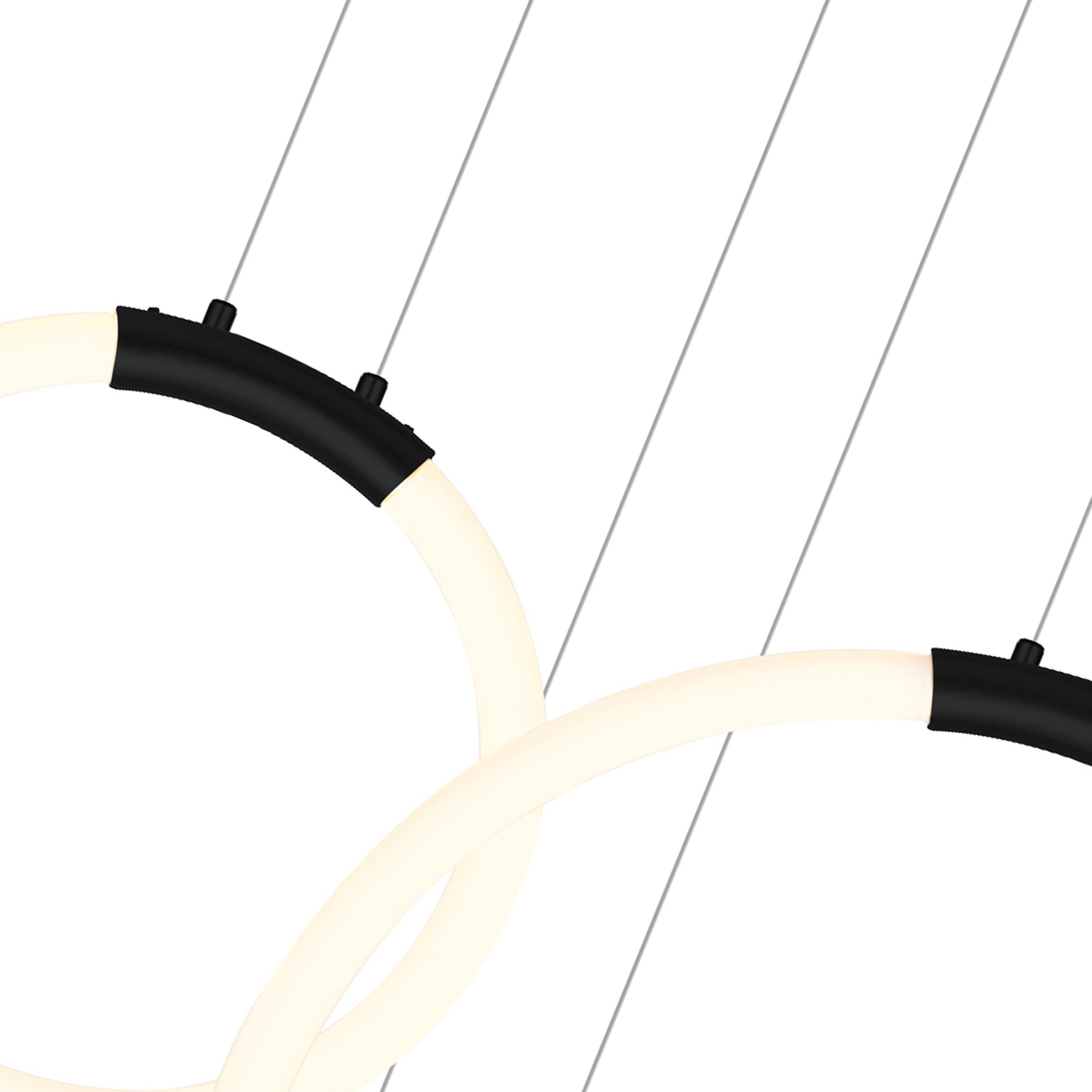 Black Metal 6-Light LED Chandelier with Hoops