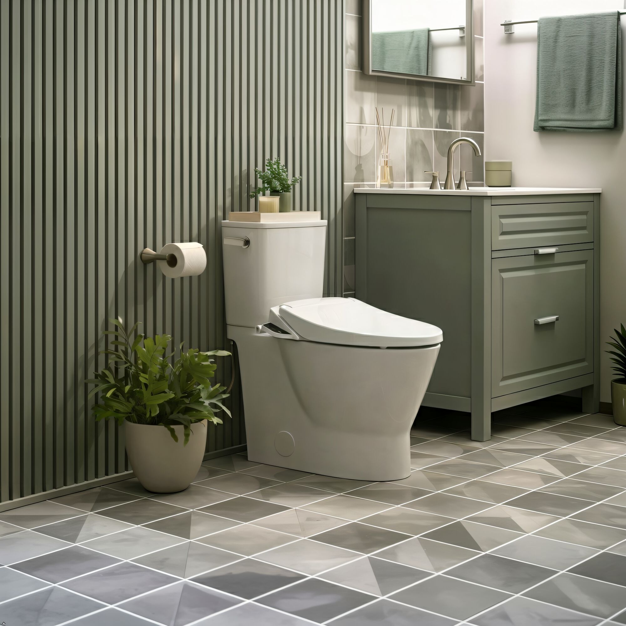 American Standard Cadet Aspirations White Elongated Chair-Height 2-Piece Toilet with SpaLet Heated Bidet Seat