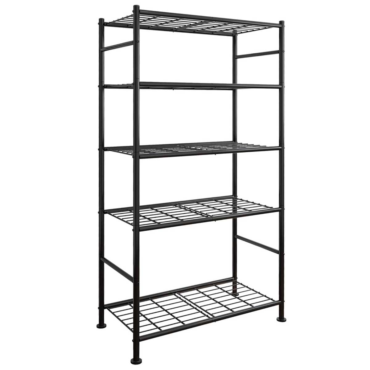 Aoibox LABUS18001 5 Tier Heavy Duty Storage Shelf Organizer with Leveling Feet Stable Metal Shelves for Pantry Kitchen Closet 33 W x 12.6 D x 72 H Black