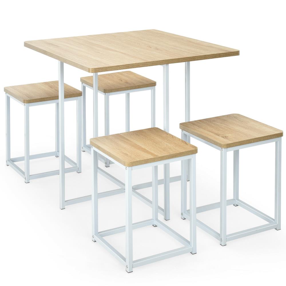 WELLFOR HW-HLY-66632NA Cy Dining Set Natural Contemporary/Modern Dining Room Set with Square Table (Seats 4)