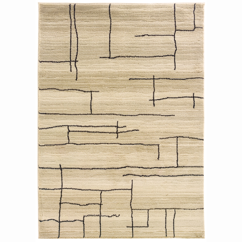 allen + roth H8022W5L Lamport 5 X 8 (ft) Ivory Abstract Moroccan Area Rug